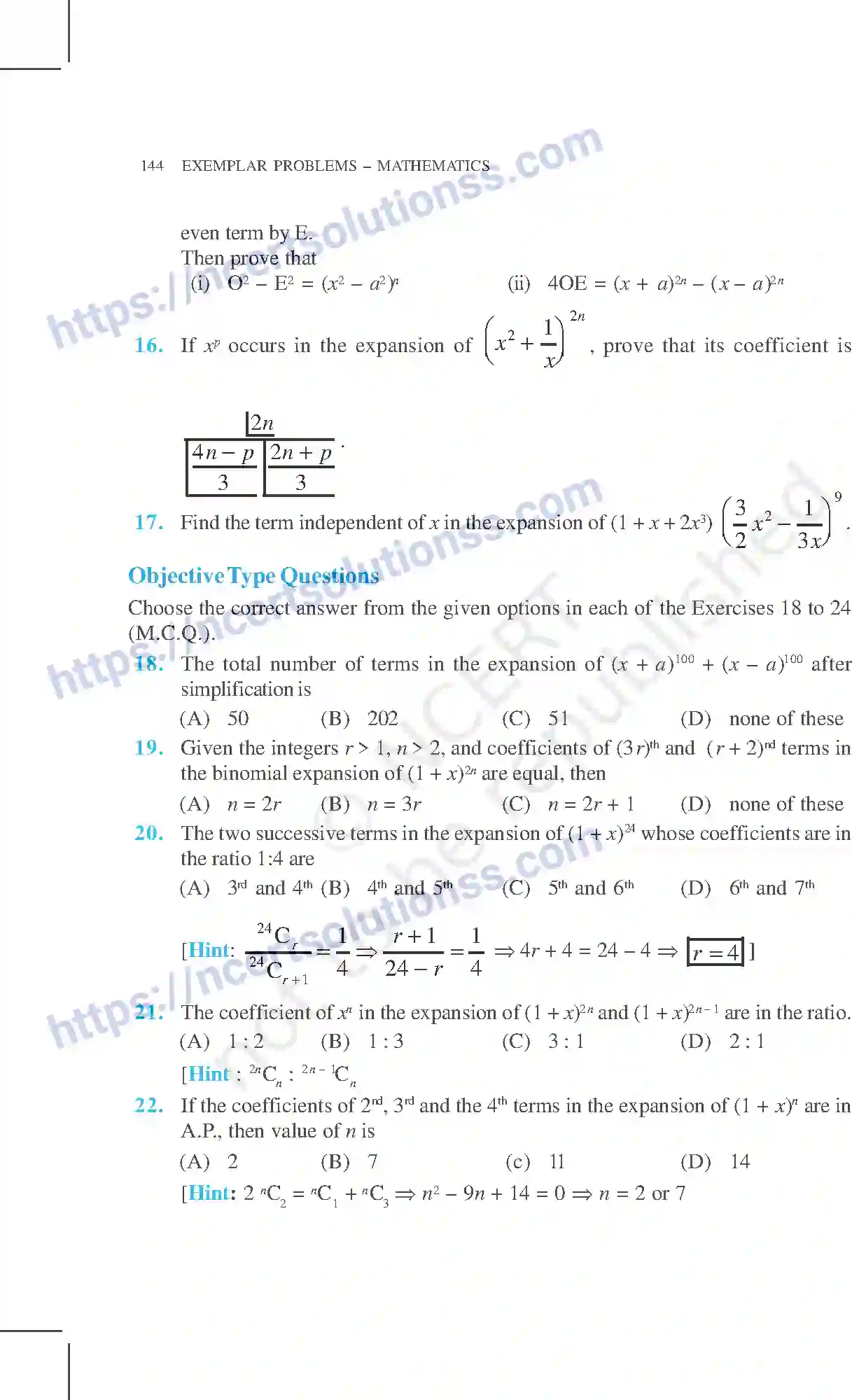 NCERT-Exemplar-Questions-Class-11-Mathematics--Binomial-Theorem-78-page-16