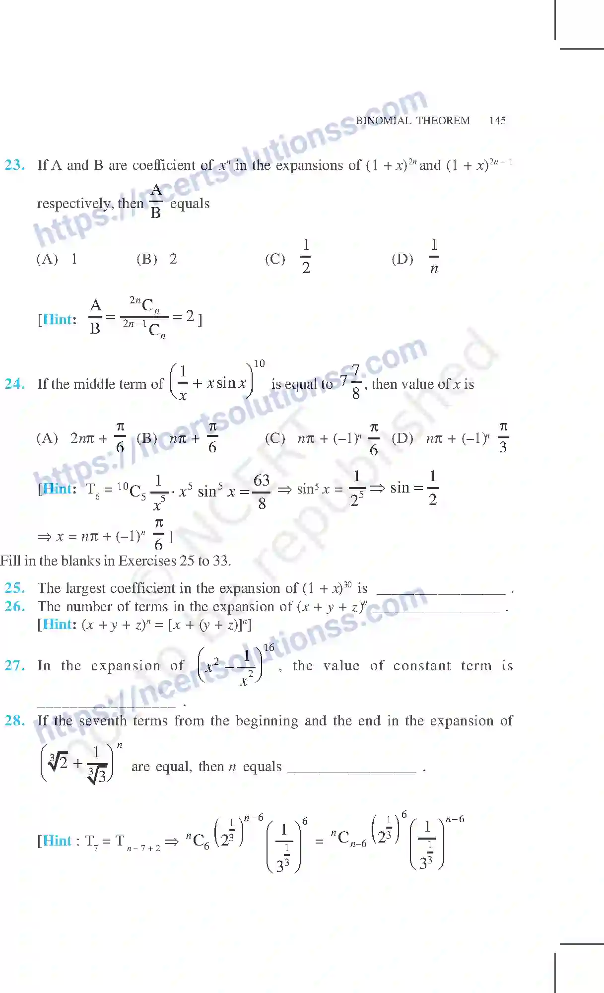 NCERT-Exemplar-Questions-Class-11-Mathematics--Binomial-Theorem-78-page-17