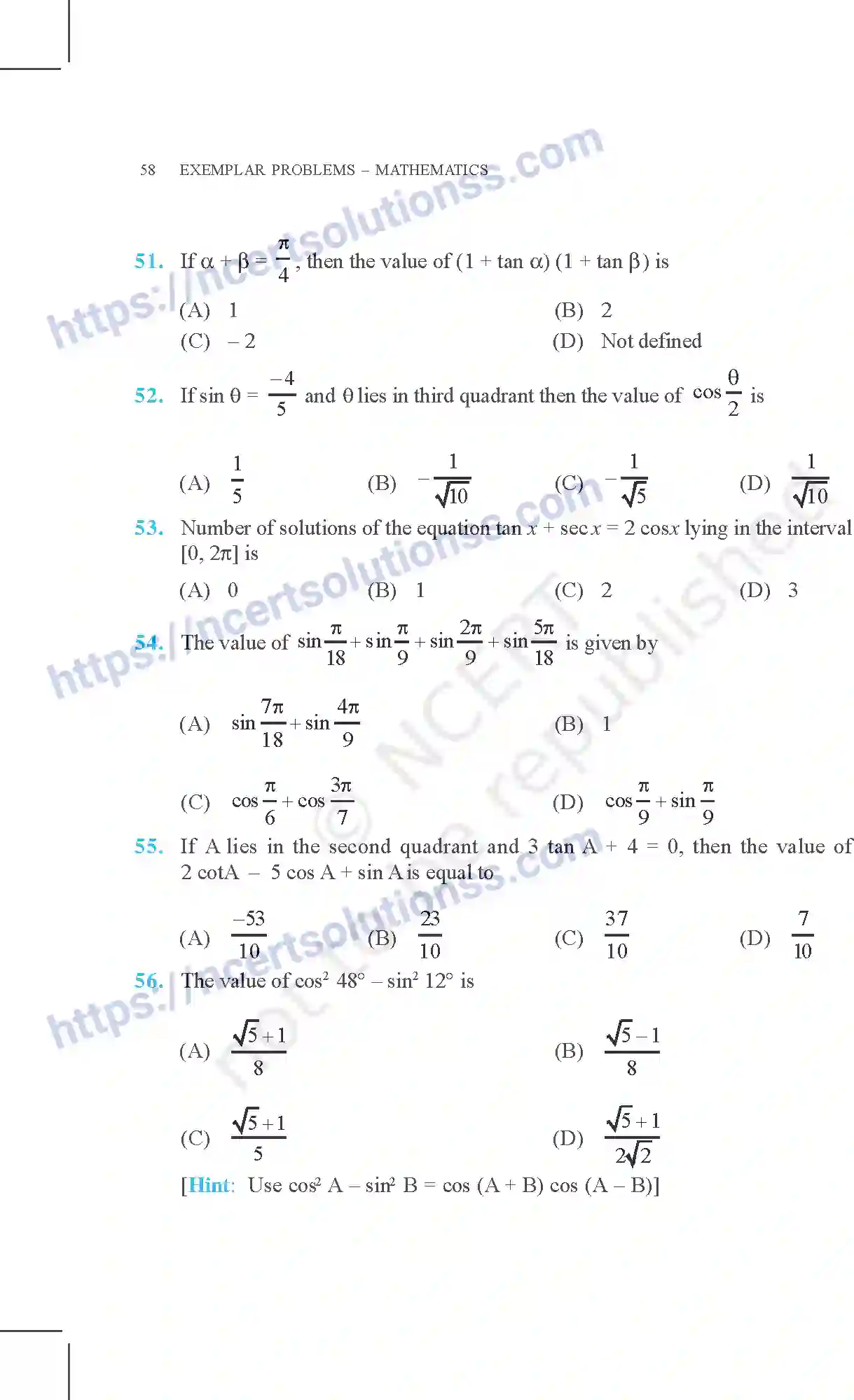 NCERT-Exemplar-Questions-Class-11-Mathematics--Trigonometric-Functions-73-page-25