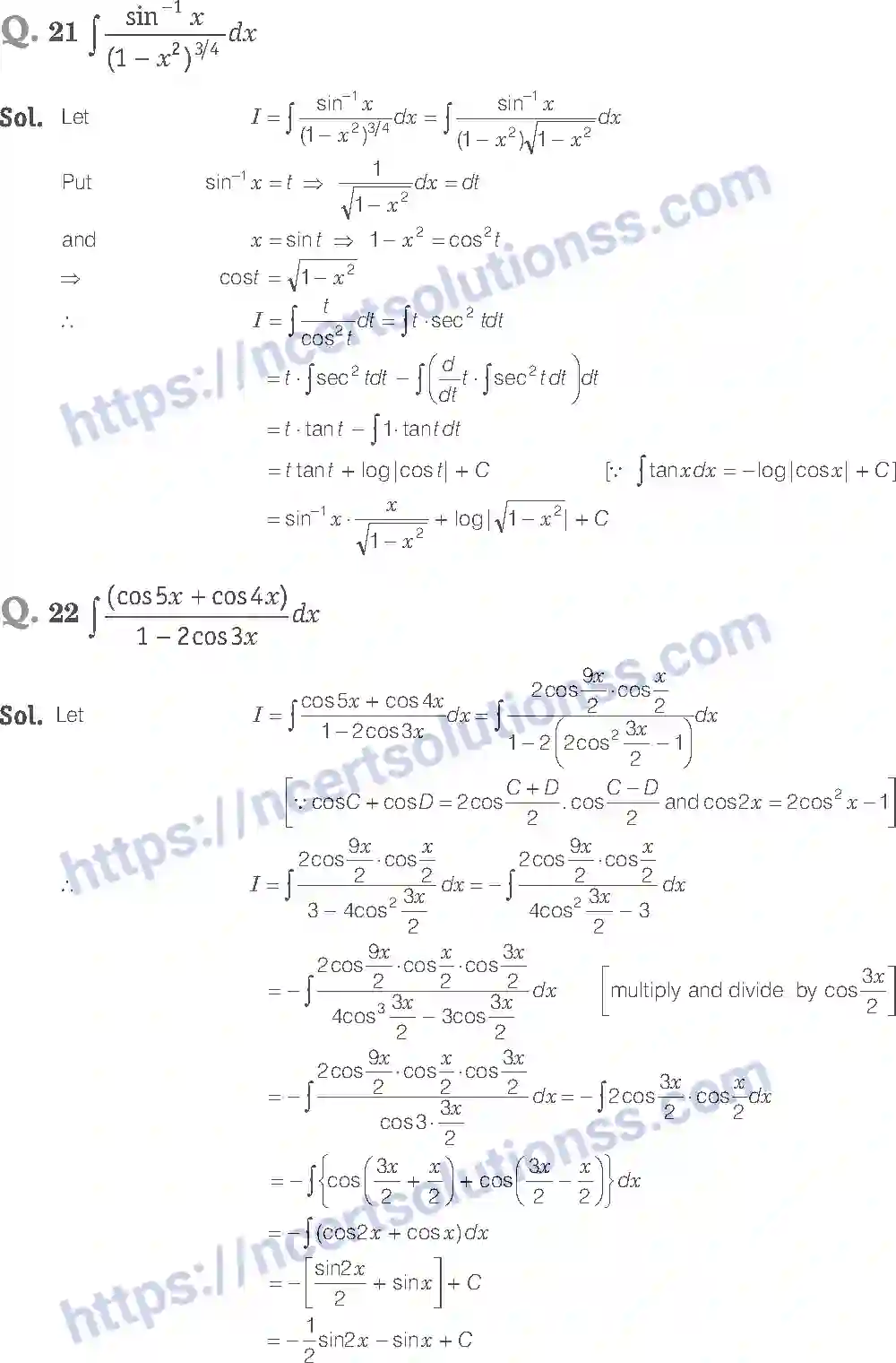 NCERT-Exemplar-Solution-Class-12-Mathematics-Integrals-7-page-9