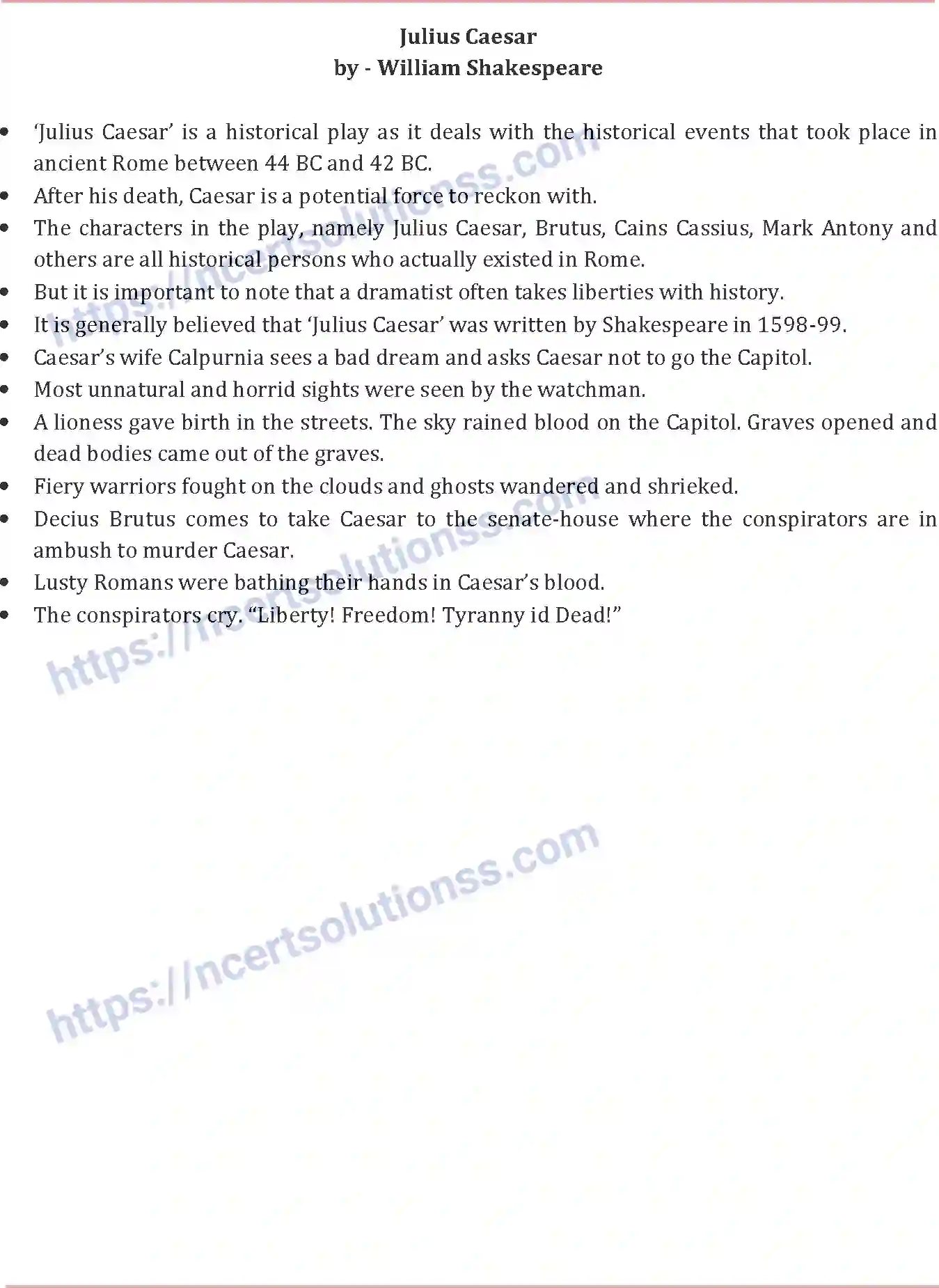 NCERT-Notes-Class-10-English-Communicative-Julius-Caesar-508-page-1