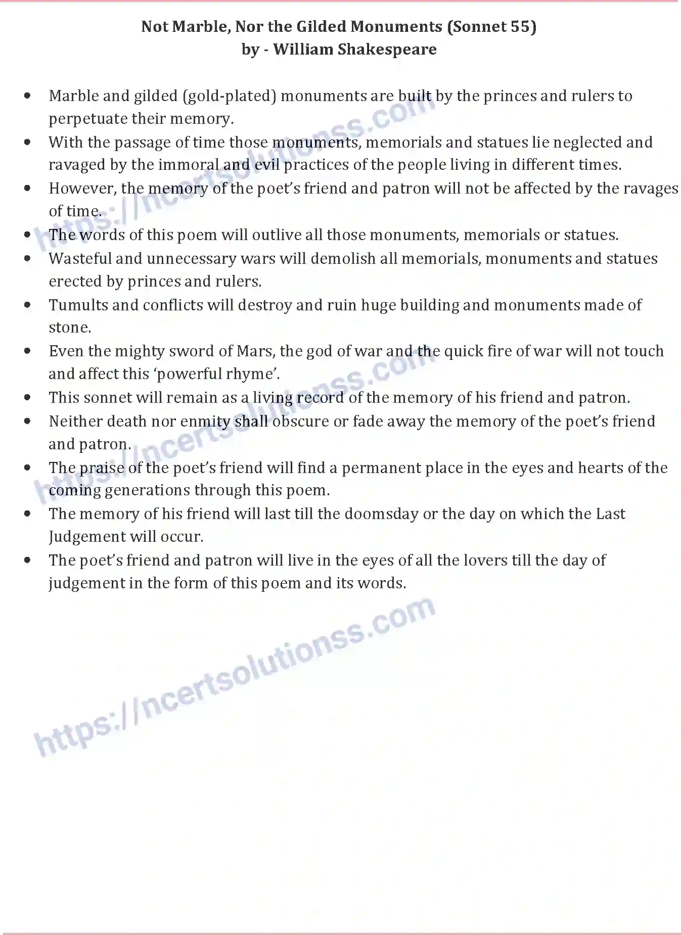 NCERT-Notes-Class-10-English-Communicative-Not-Marble-nor-the-Gilded-Monuments-517-page-1