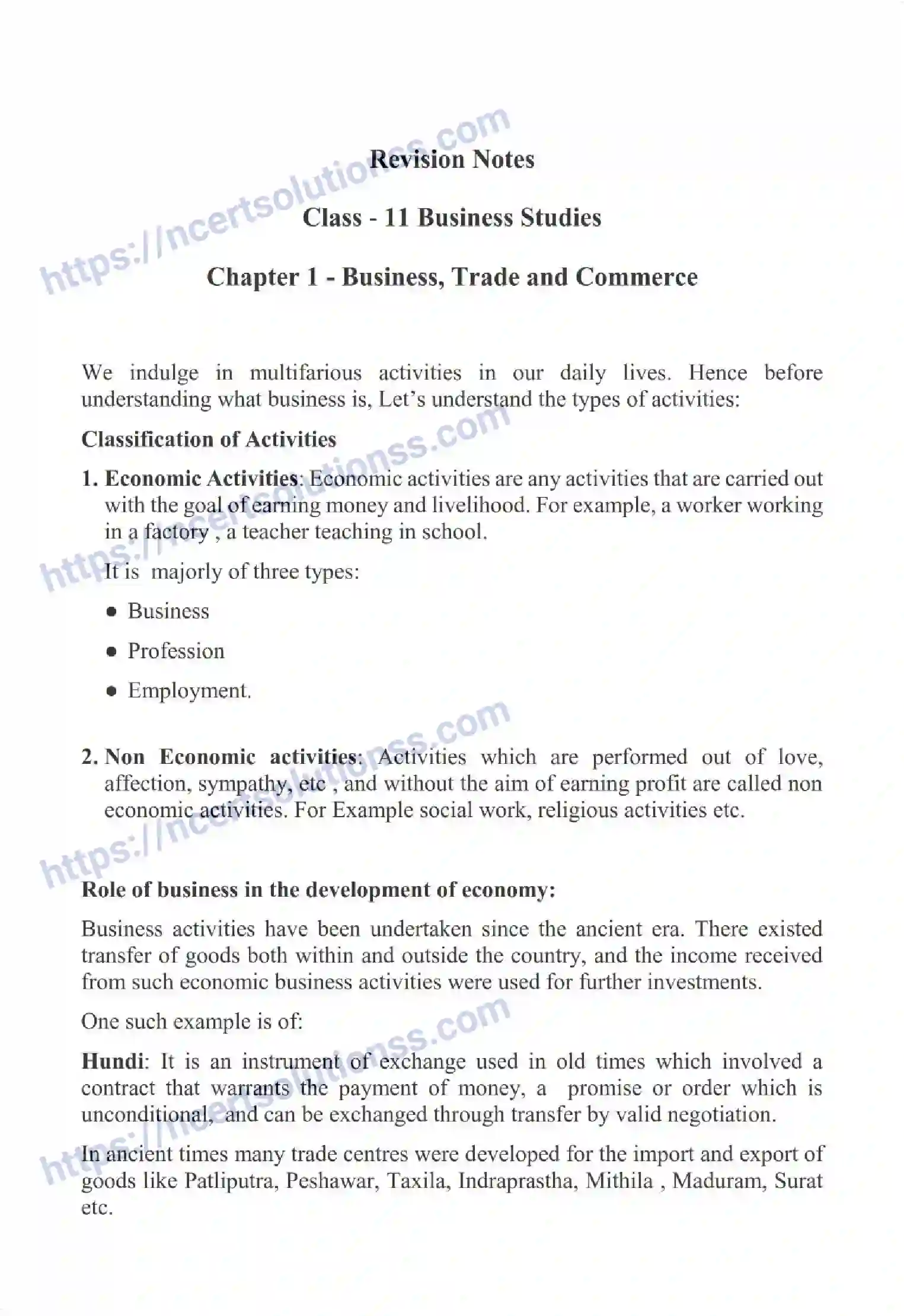NCERT-Notes-Class-11-Business-Studies-Business-Trade-and-Commerce-337-page-1