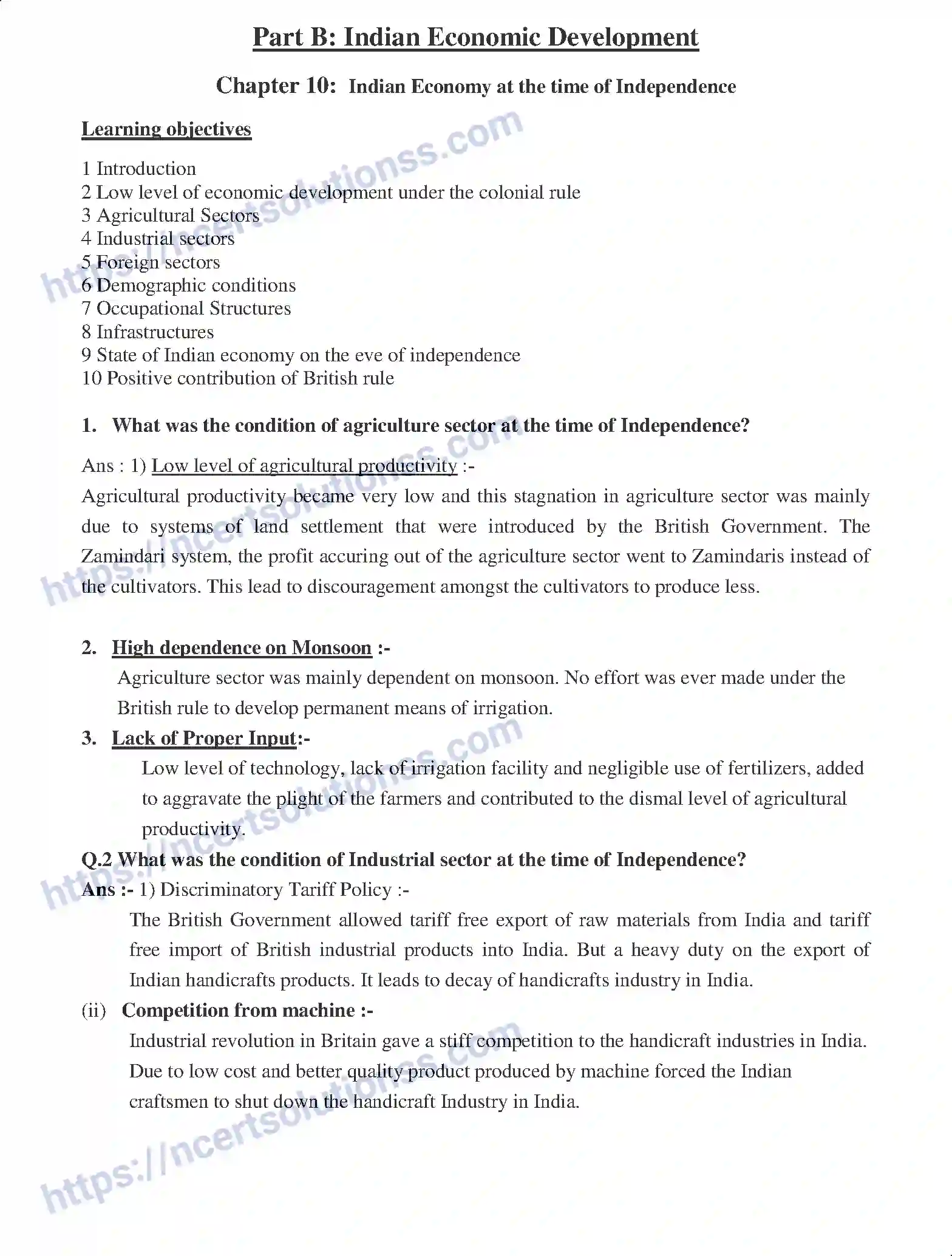 NCERT-Notes-Class-11-Economics-Indian-Economy-at-the-time-of-Independence-270-page-1