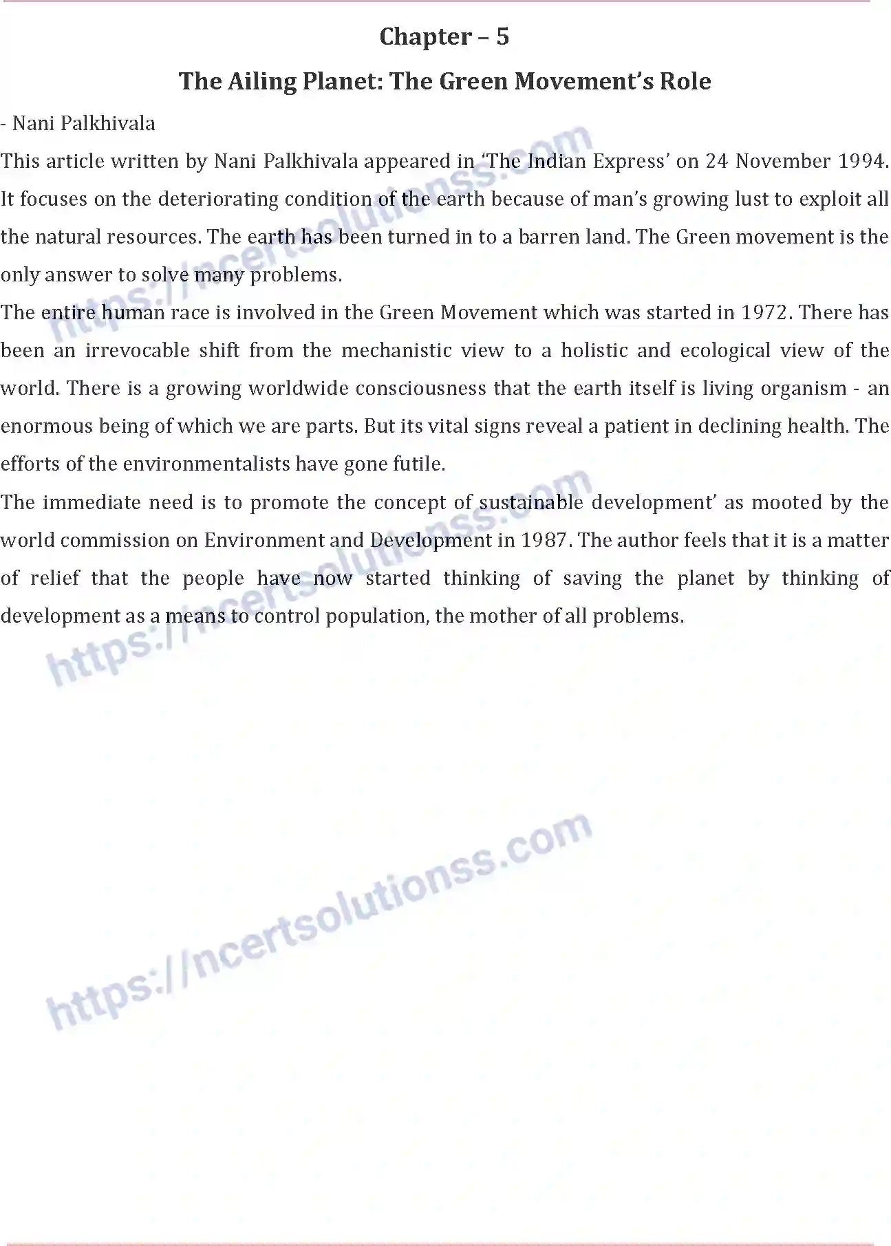 NCERT-Notes-Class-11-English-The-Ailing-Planetand--The-Green-Movement’s-Role-382-page-1