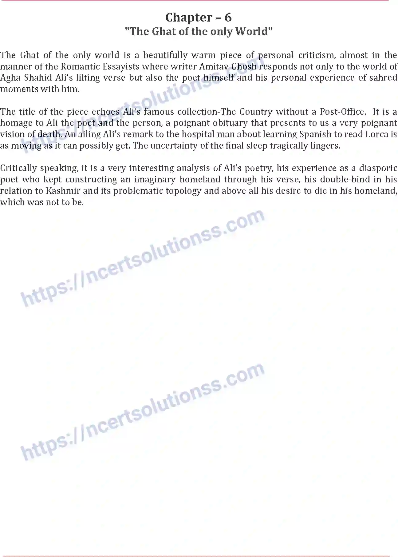 NCERT-Notes-Class-11-English-The-Ghat-of-the-Only-World-396-page-1