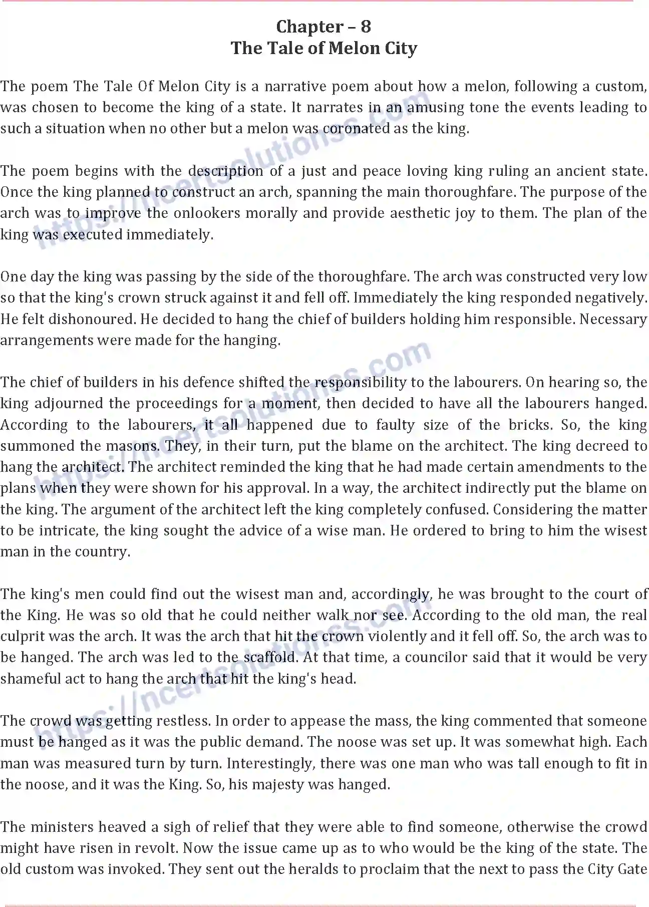 NCERT-Notes-Class-11-English-The-Tale-of-Melon-City-398-page-1