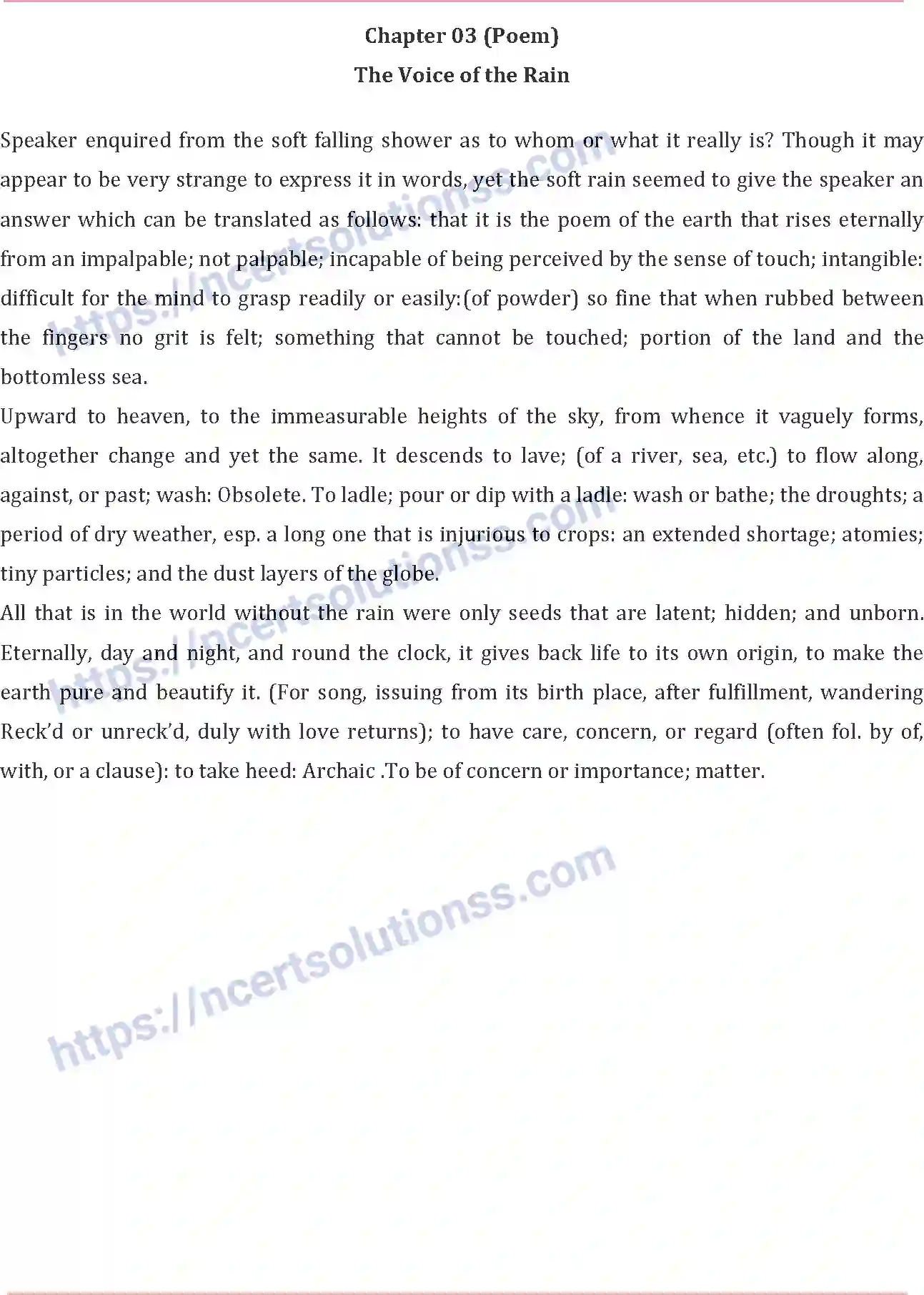 NCERT-Notes-Class-11-English-The-Voice-of-the-Rain-388-page-1