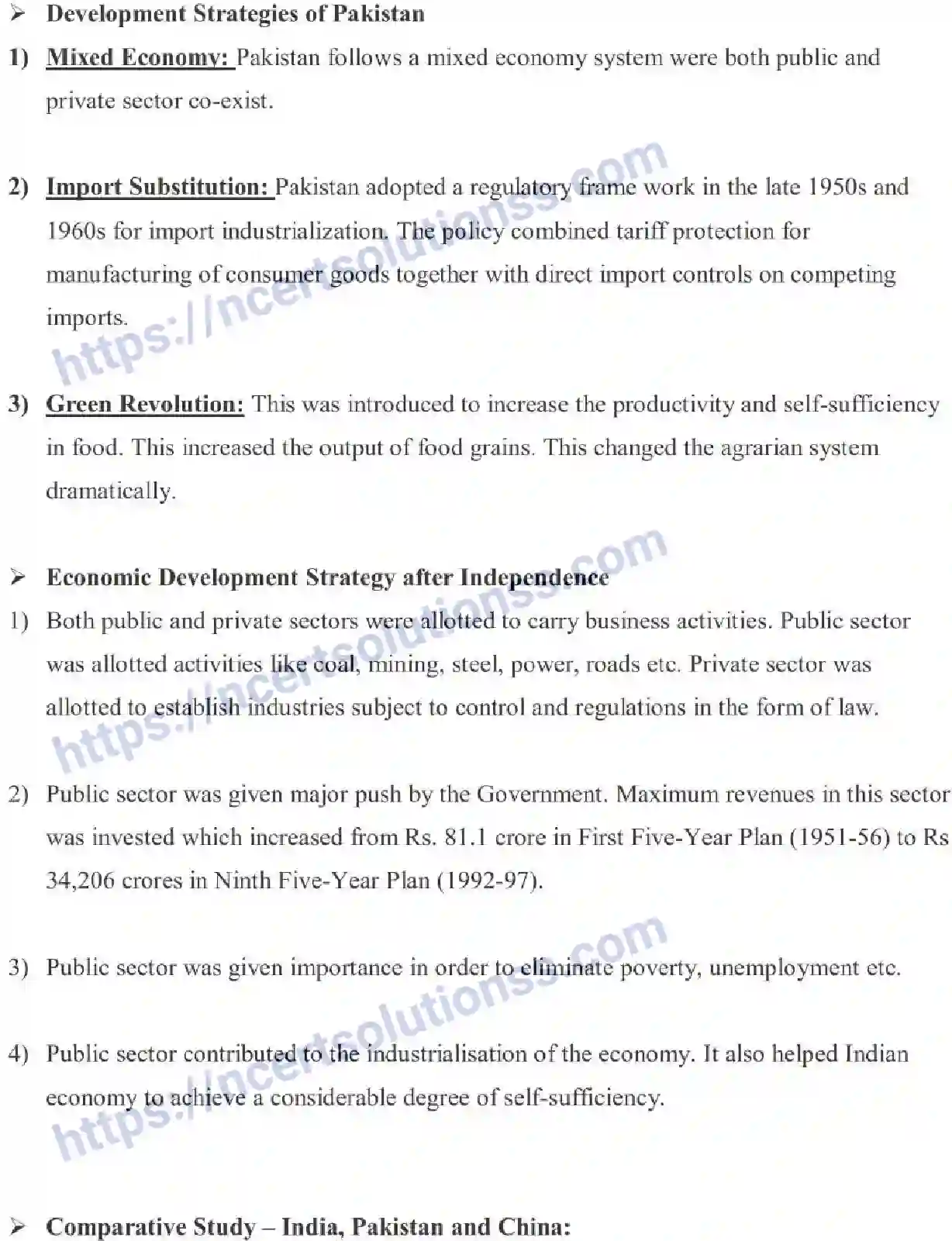 NCERT-Notes-Class-11-Indian-Economic-Development-Comparative-Development-Experience-Of-India-459-page-3