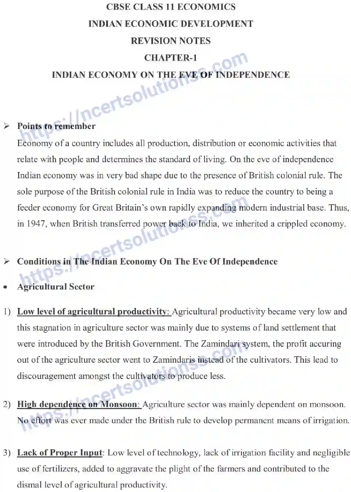 NCERT-Notes-Class-11-Indian-Economic-Development-Indian-Economy-On-The-Eve-Of-Independence-450-page-1