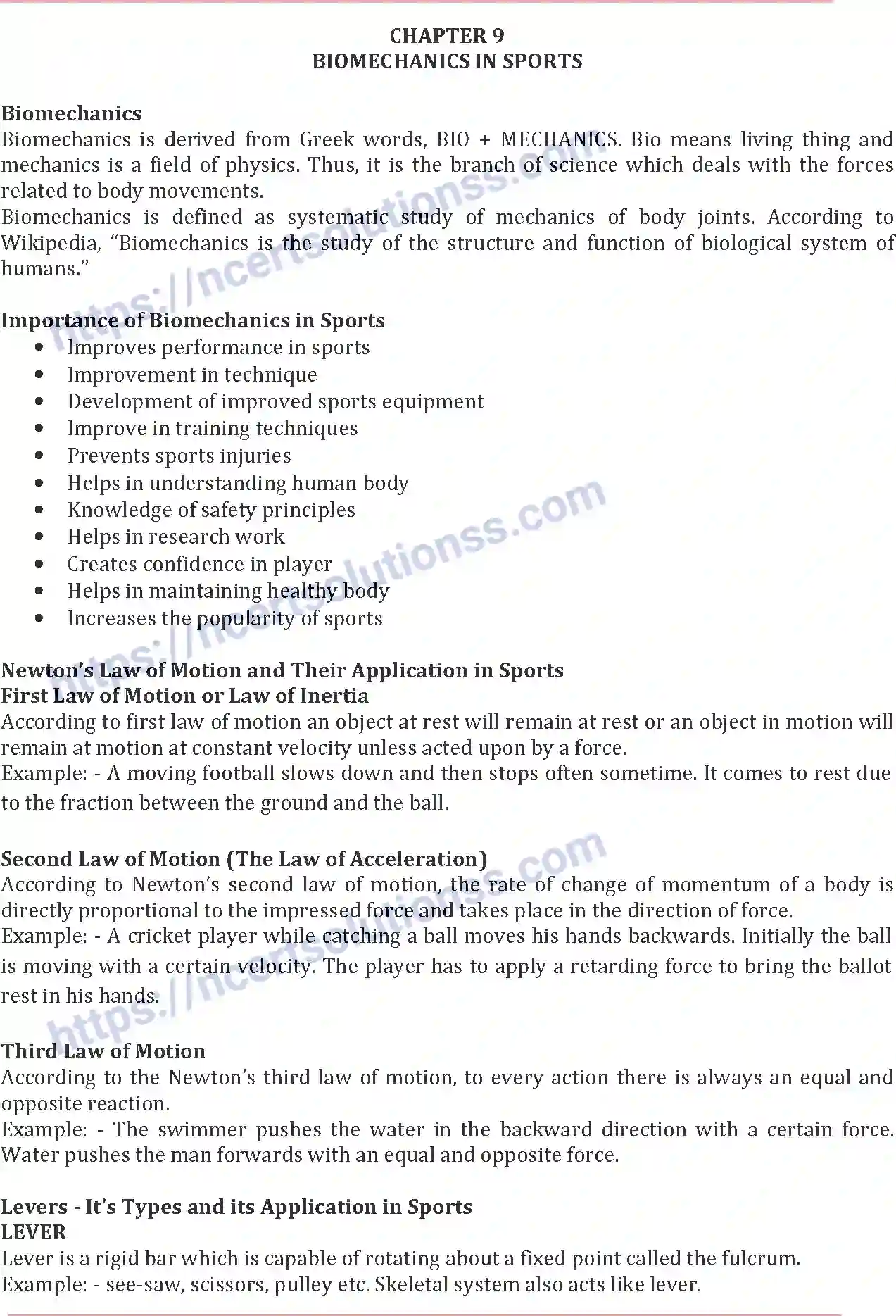 NCERT-Notes-Class-11-Physical-Education-Biomechanics-In-Sports-417-page-1