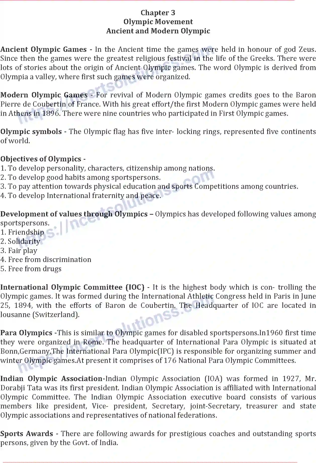 NCERT-Notes-Class-11-Physical-Education-Olympic-Movement-411-page-1
