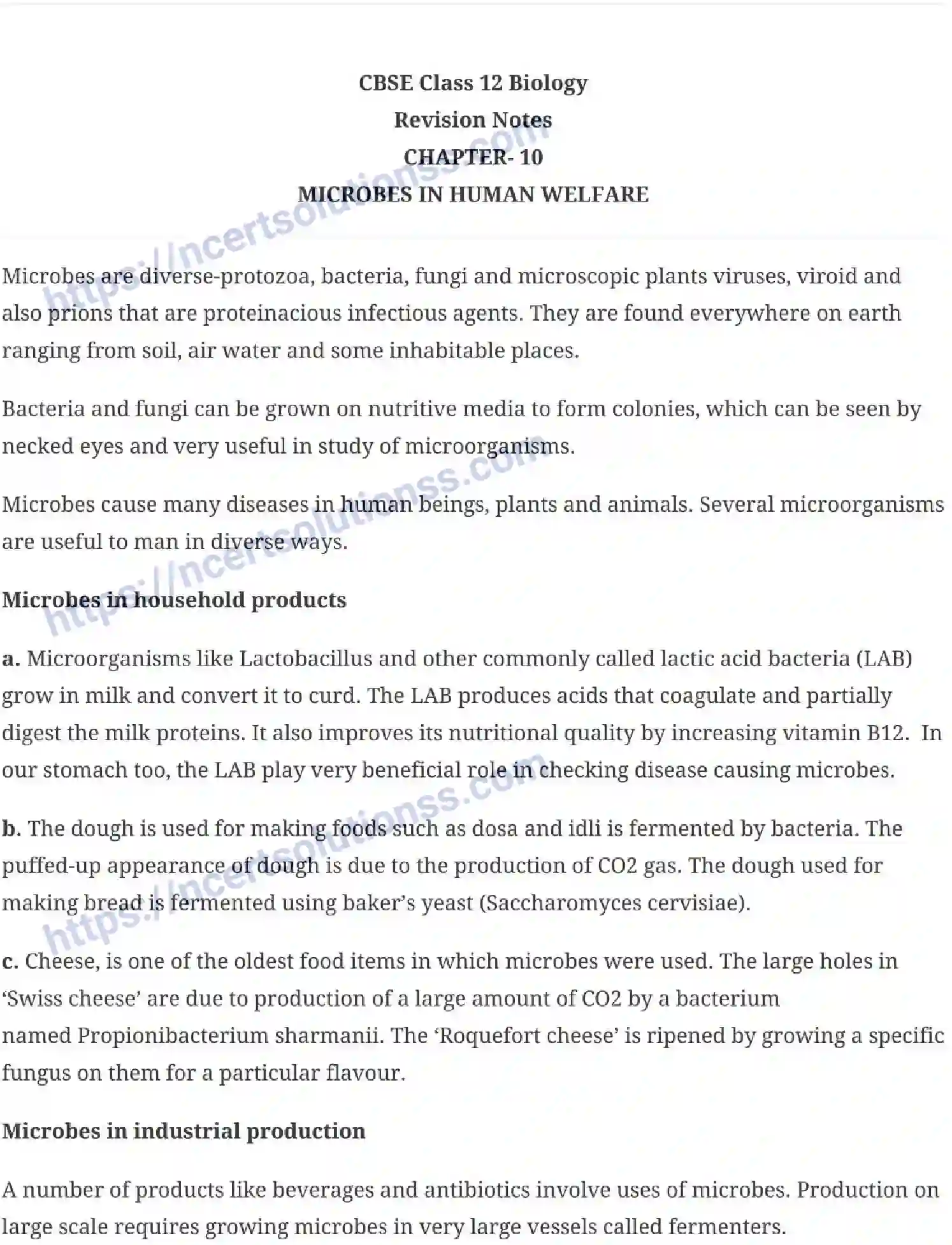 NCERT-Notes-Class-12-Biology-Microbes-in-Human-Welfare-23-page-1