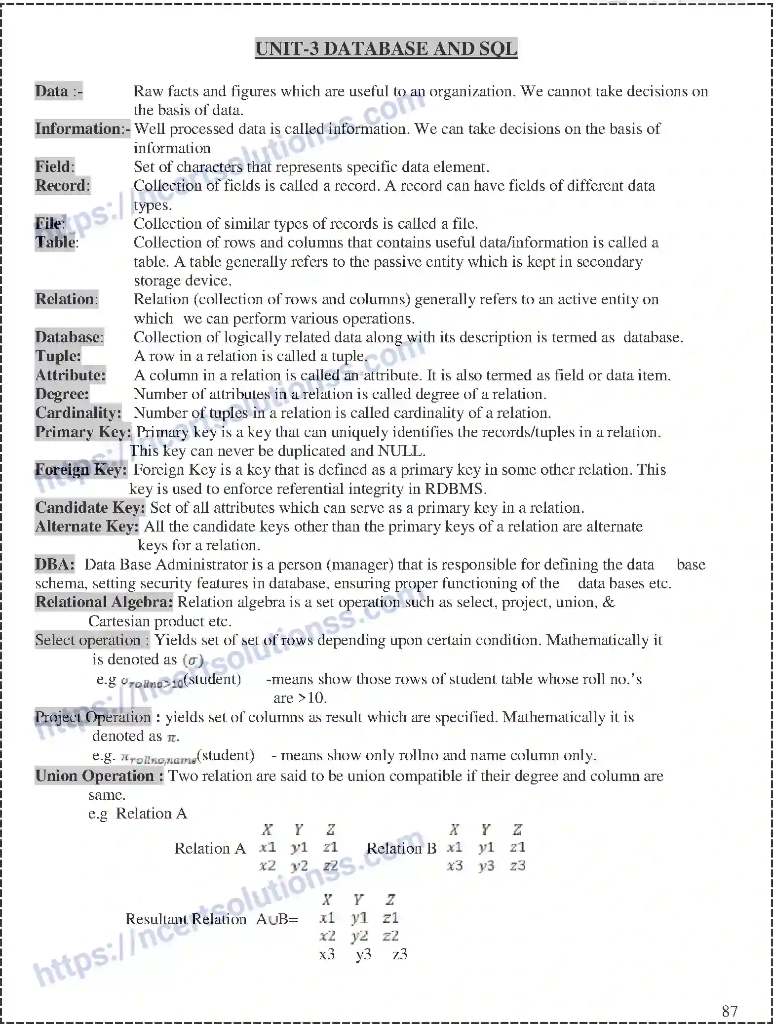 NCERT-Notes-Class-12-Computer-Science-Database-and-SQL-164-page-1
