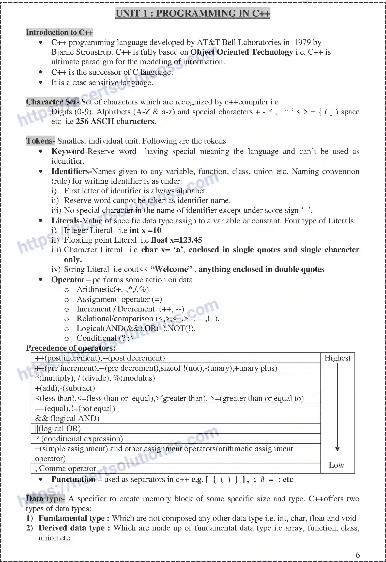 NCERT-Notes-Class-12-Computer-Science-Overview-of-CPP-165-page-1