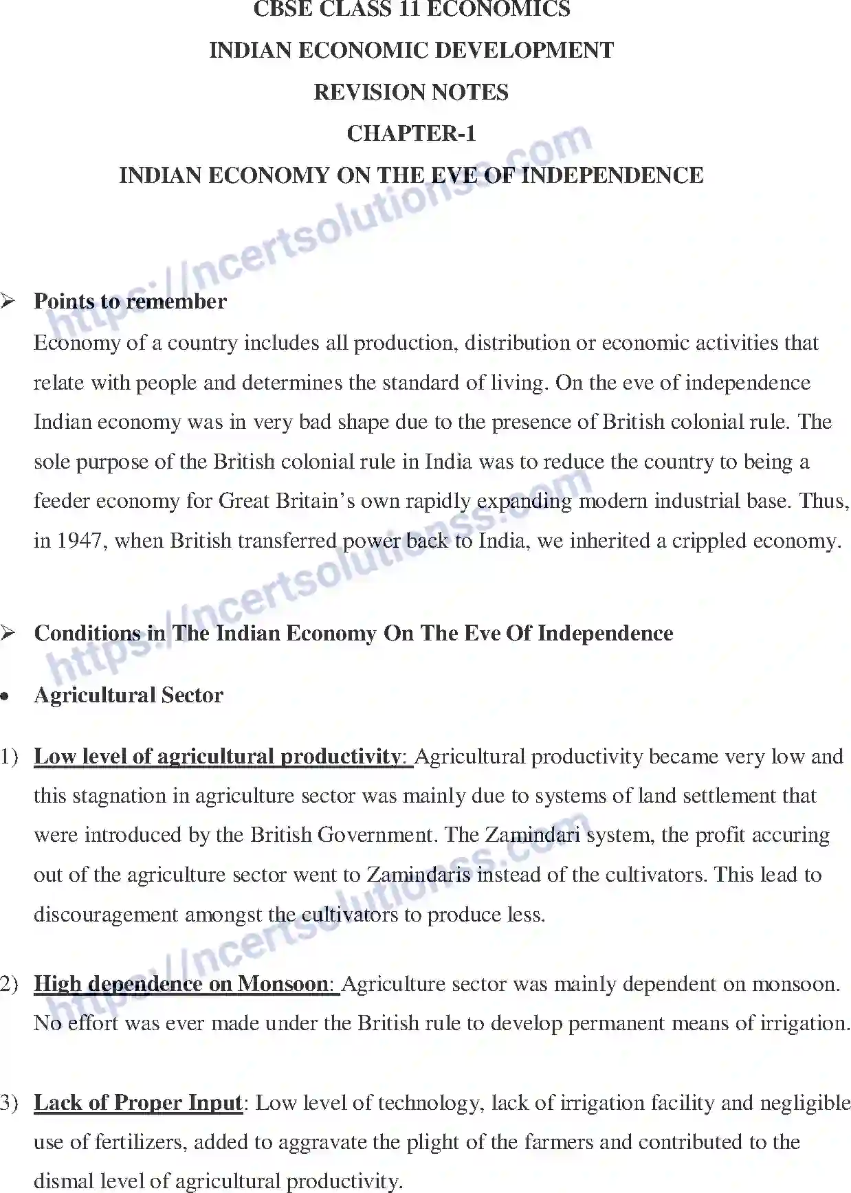 NCERT-Notes-Class-12-Indian-Economics-Indian-Economy-on-the-Eve-of-Independence-177-page-1