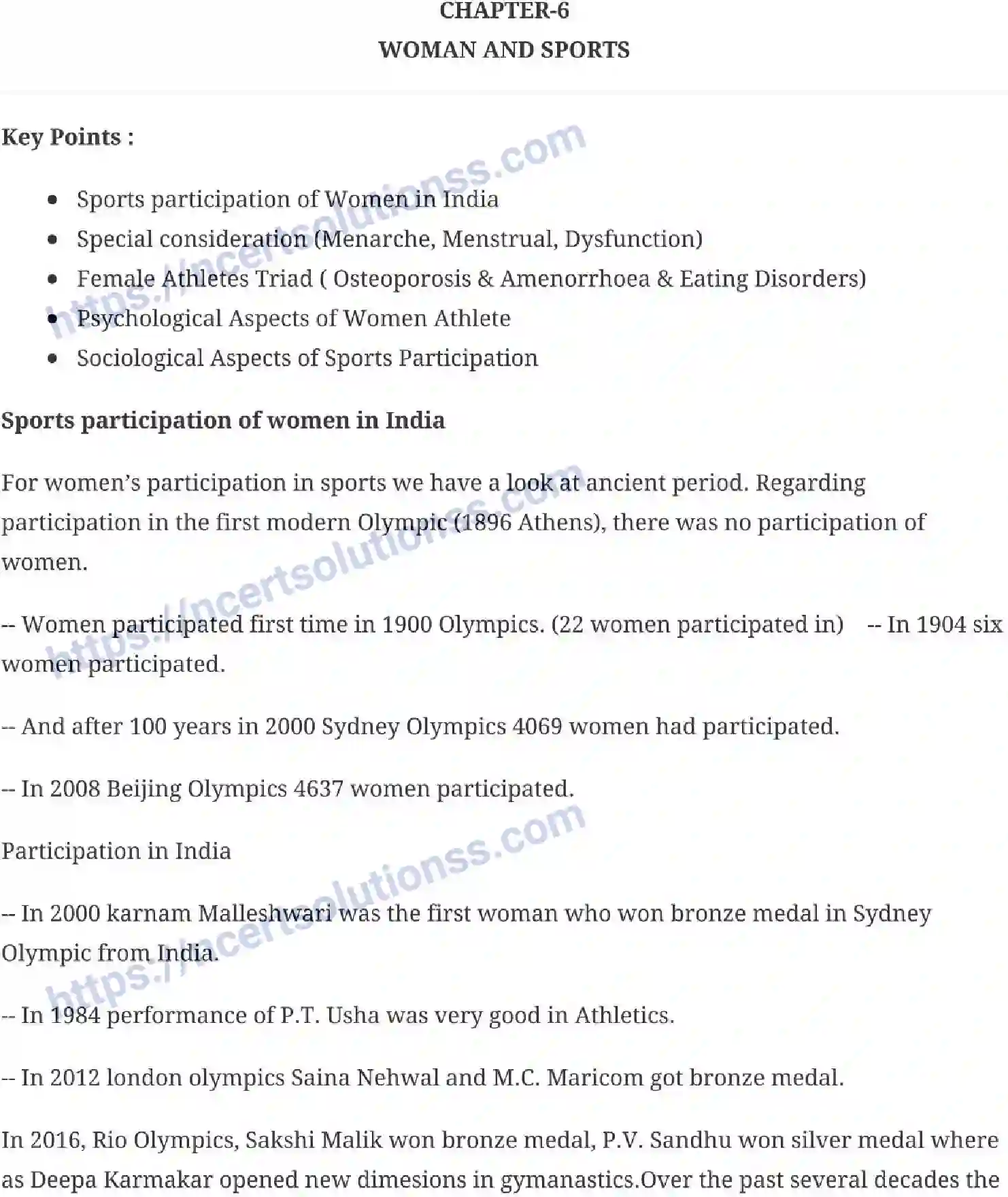 NCERT-Notes-Class-12-Physical-Education-Women-and-Sports-133-page-1