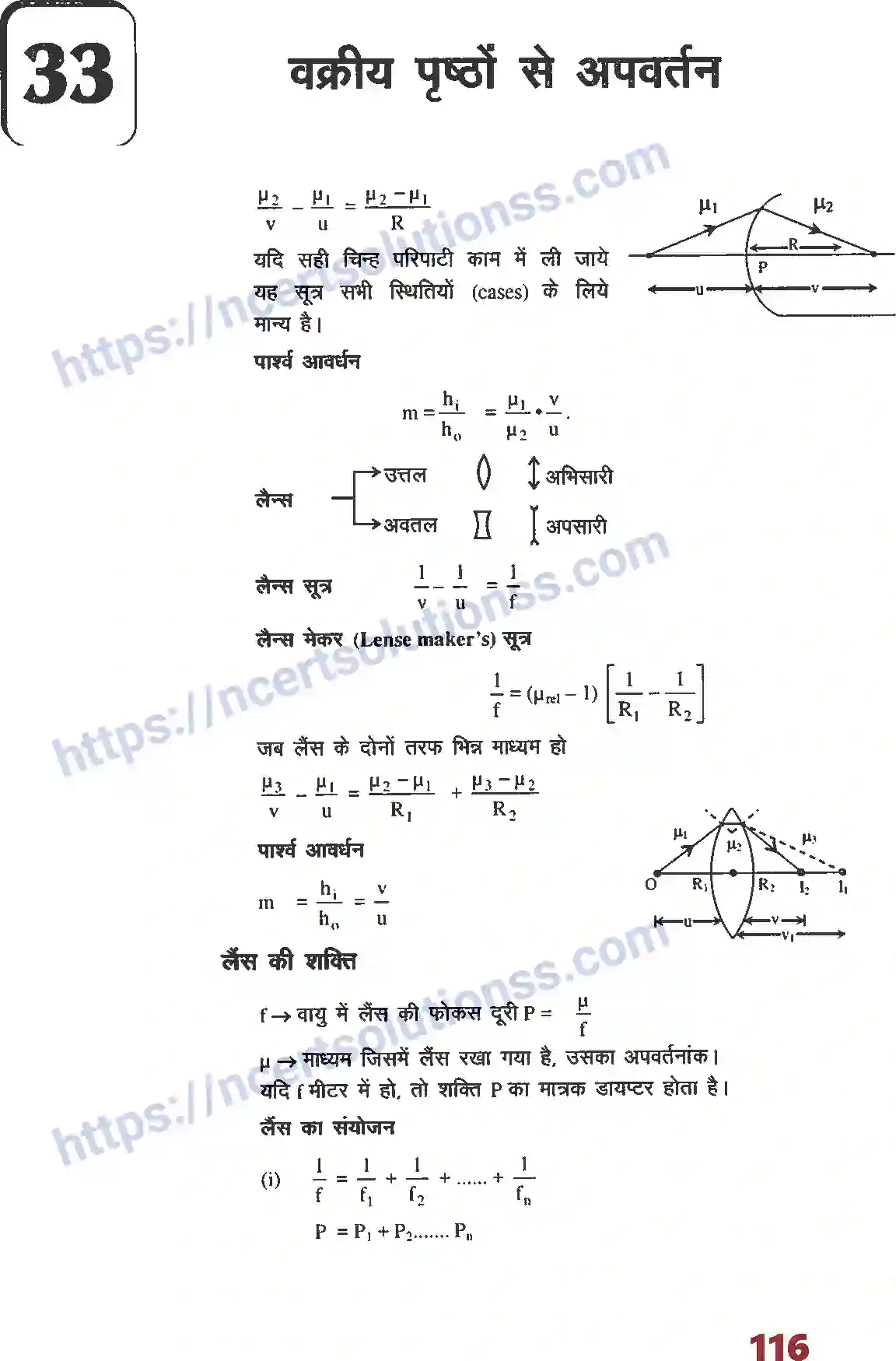 NCERT-Notes-Class-12-भौतिक-विज्ञान-फार्मूला-वक्रीय-पृष्ठों-से-अपवर्तन-1023-page-1