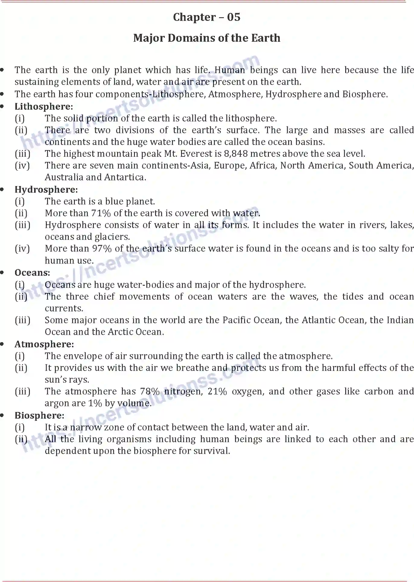 NCERT-Notes-Class-6-Social-Science-Major-Domains-of-the-Earth-766-page-1