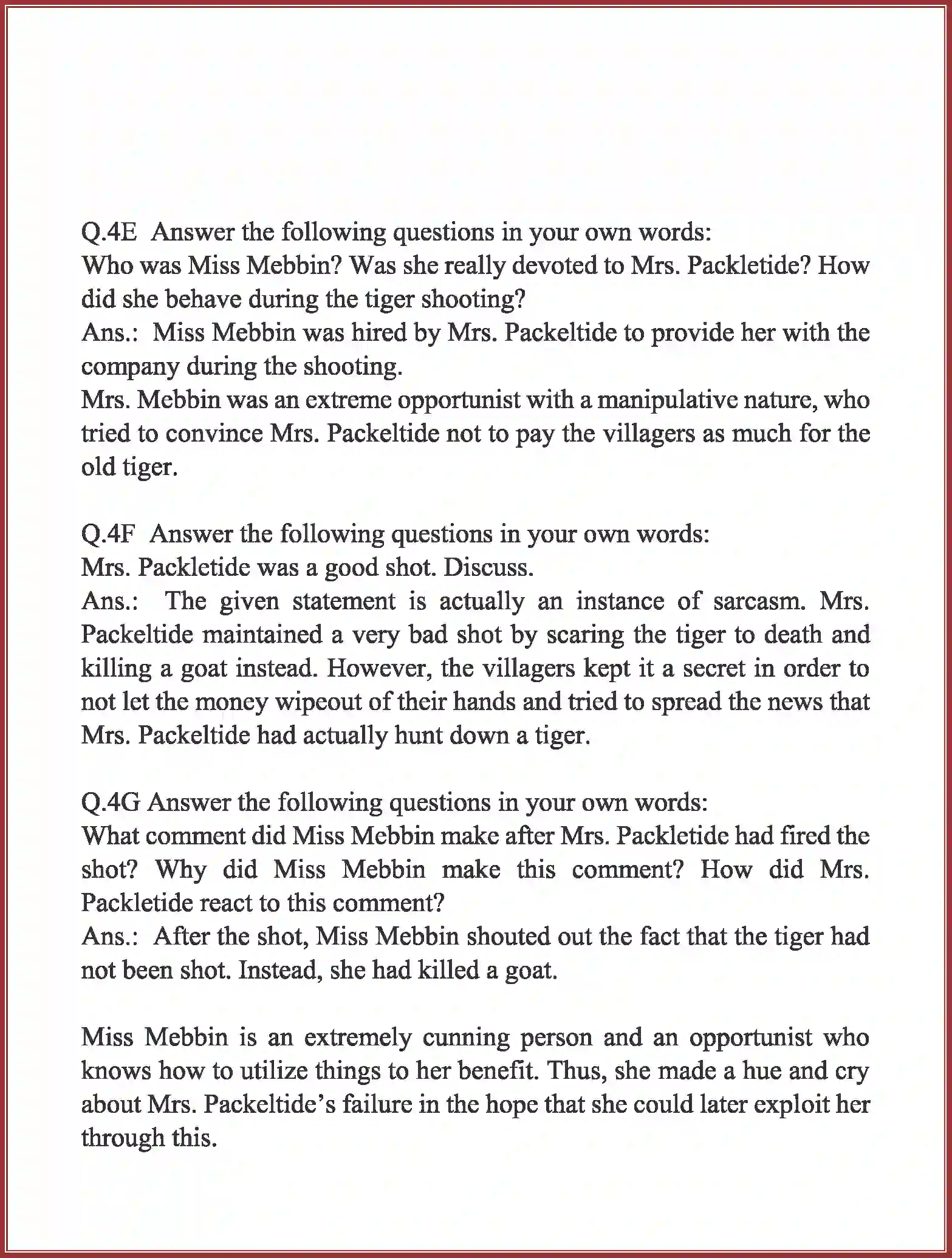 NCERT-Solution-Class-10-English-Mrs-Packletides-Tiger-957-page-4