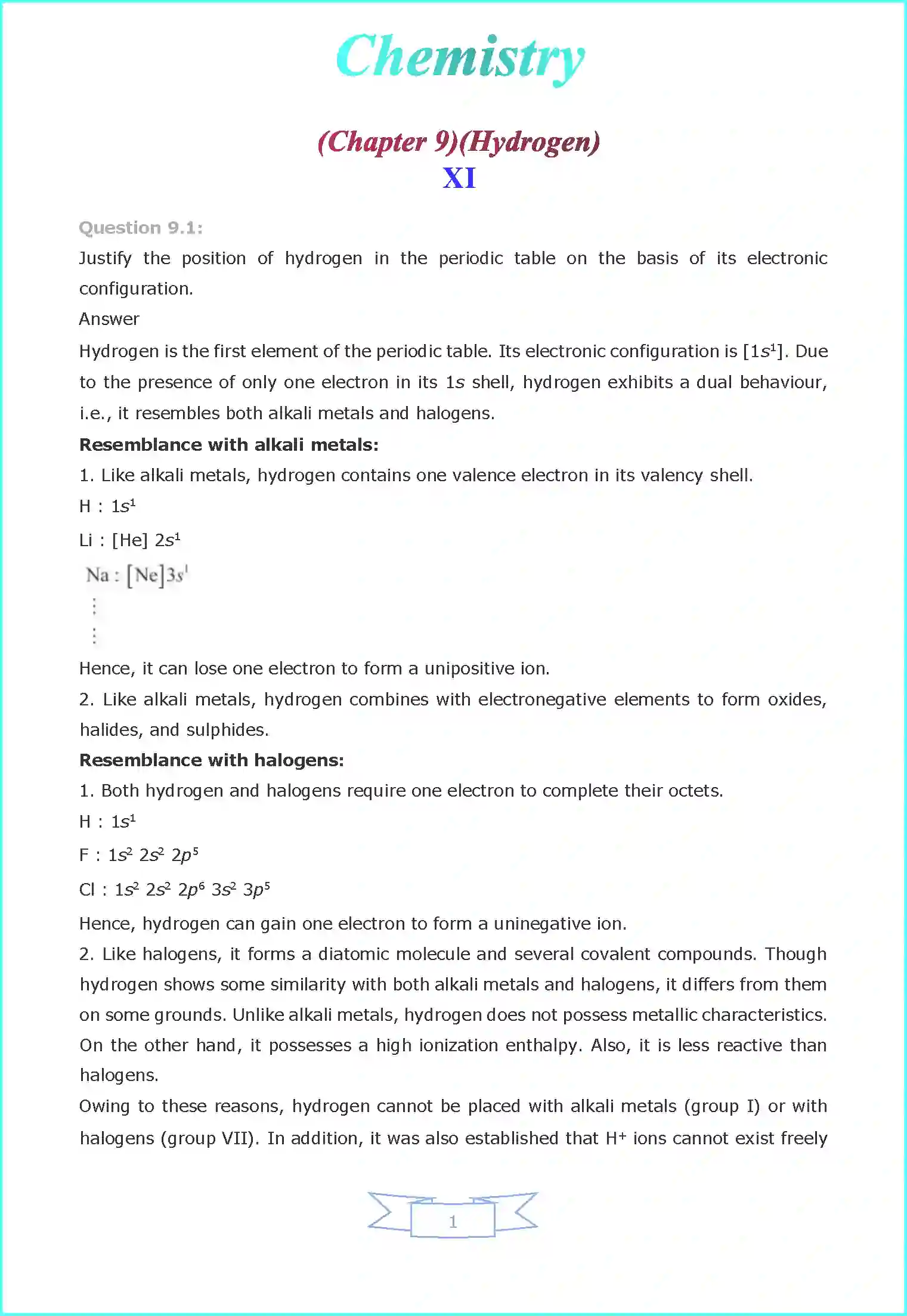 NCERT-Solution-Class-11-Chemistry-Chapter-9-Hydrogen-431-page-1