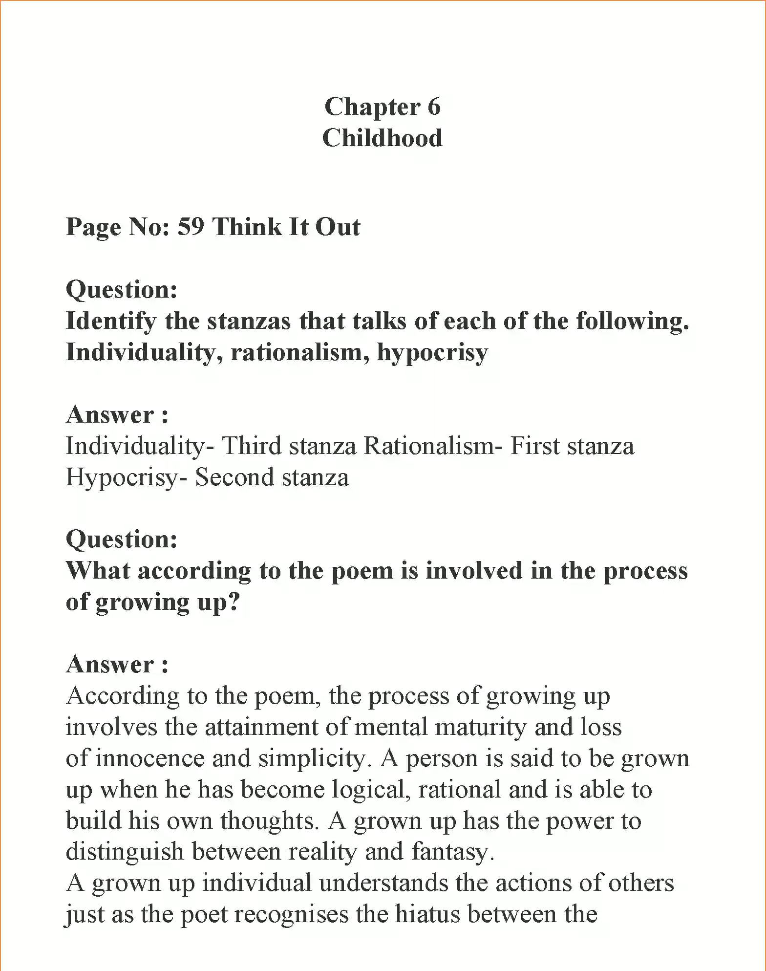 NCERT-Solution-Class-11-English-Hornbill-Childhood-492-page-1