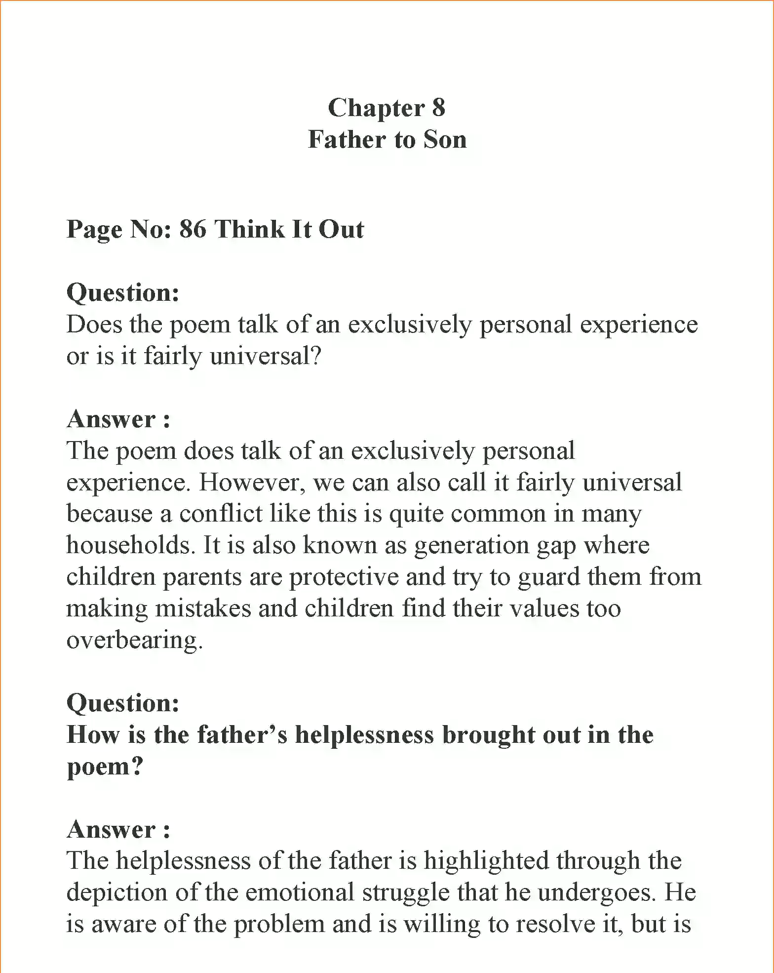 NCERT-Solution-Class-11-English-Hornbill-Father-to-Son-493-page-1