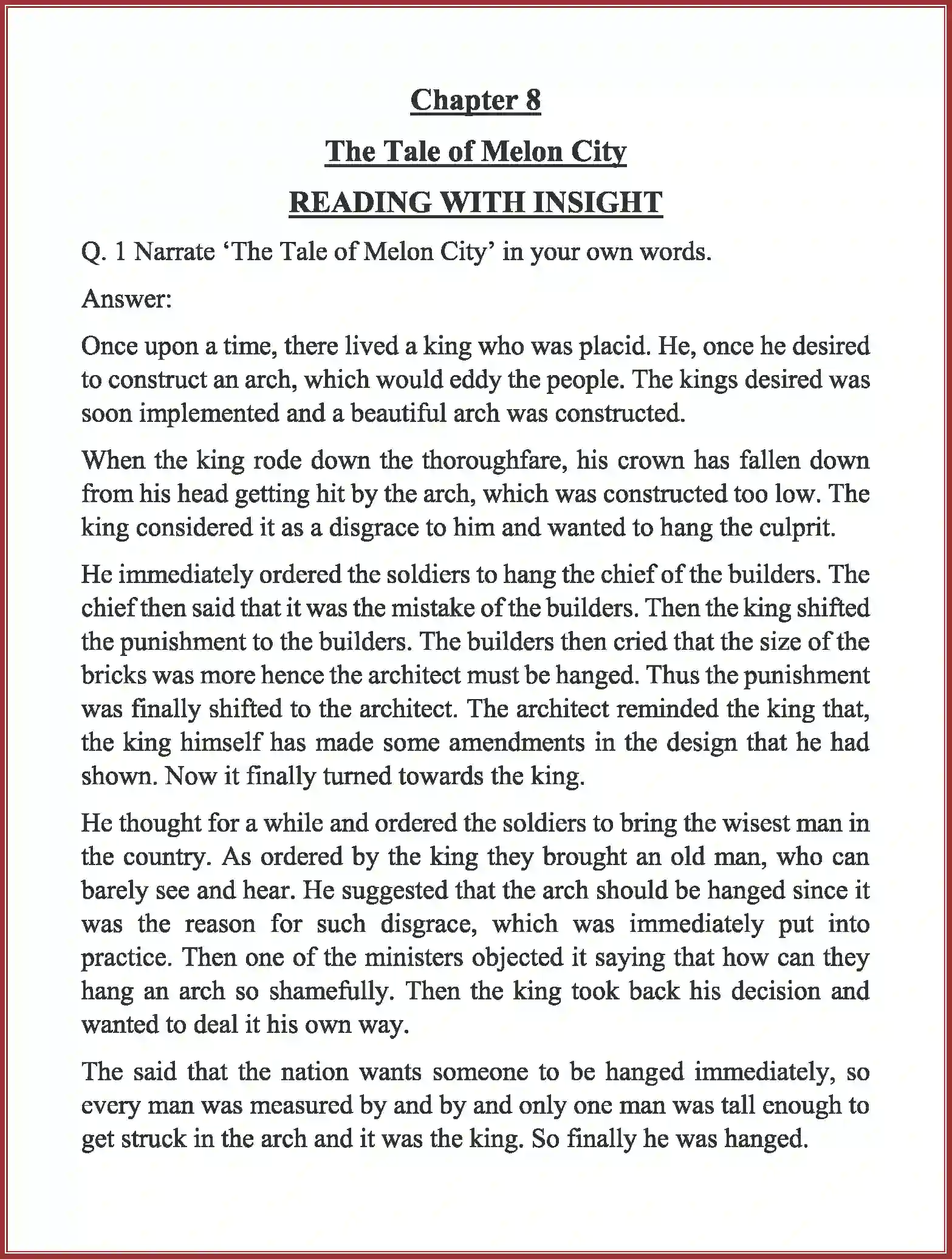 NCERT-Solution-Class-11-English-Snapshots-The-Tale-of-Melon-City-501-page-1