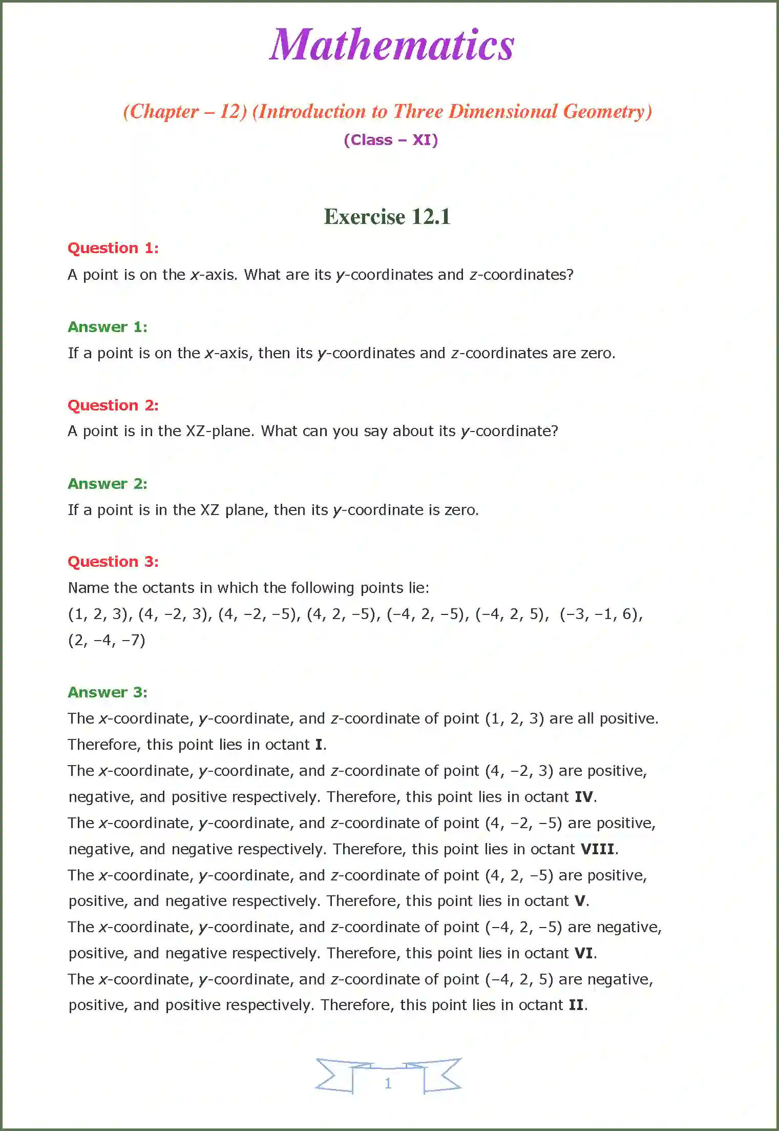 NCERT-Solution-Class-11-Maths-Chapter-12-Introduction-to-Three-Dimensional-Geometry-403-page-1