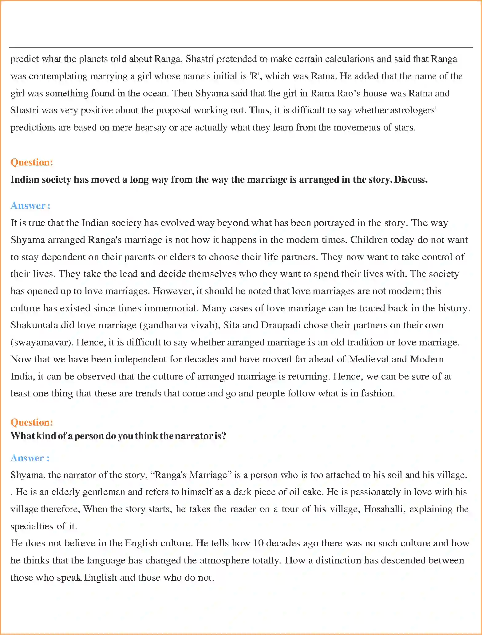 NCERT-Solution-Class-11-Snapshots-Ranga’s-Marriage-4736-page-2