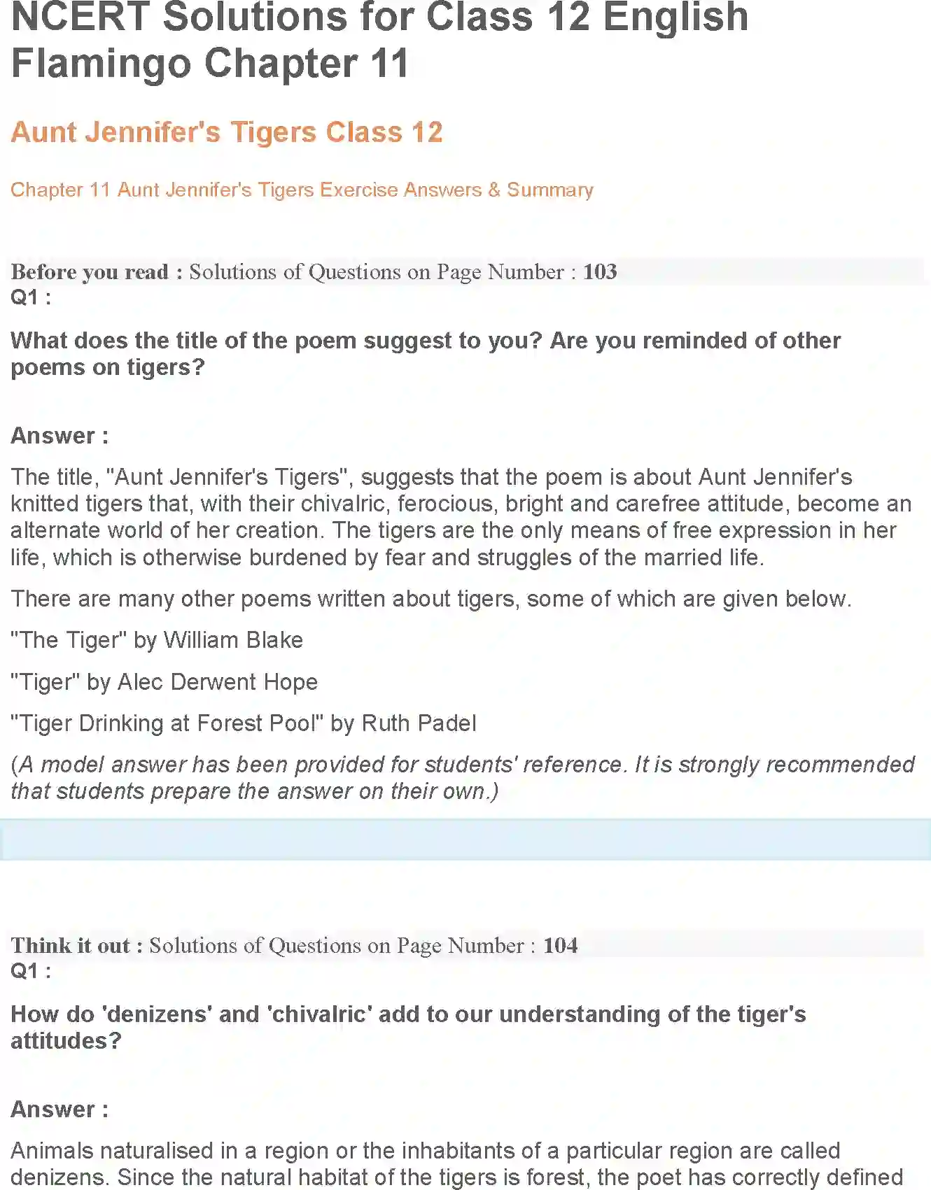 NCERT-Solution-Class-12-Flamingo-Aunt-Jennifer’s-Tigers-4527-page-1