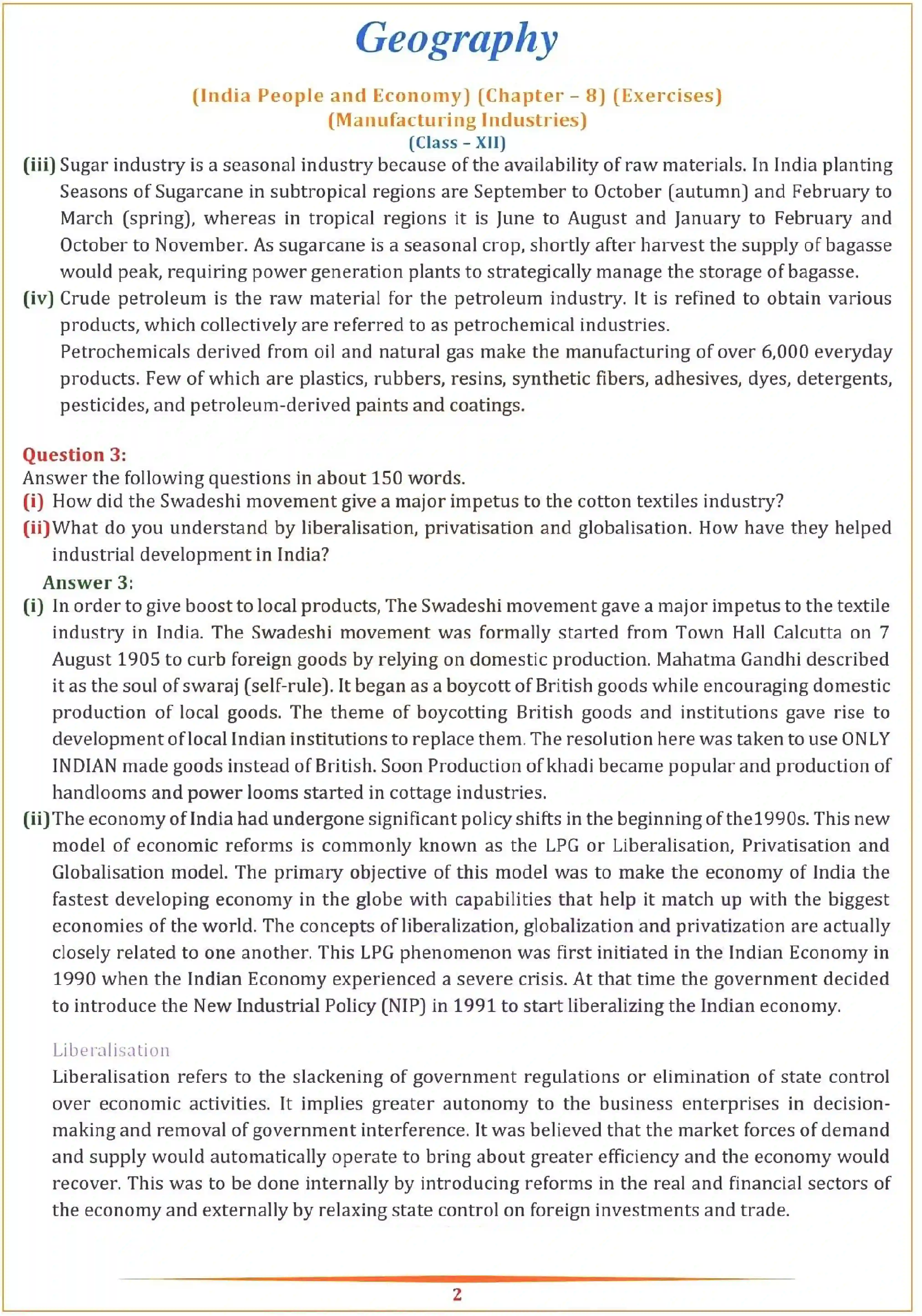 NCERT-Solution-Class-12-Geography-Chapter-8-Manufacturing-Industries-152-page-2
