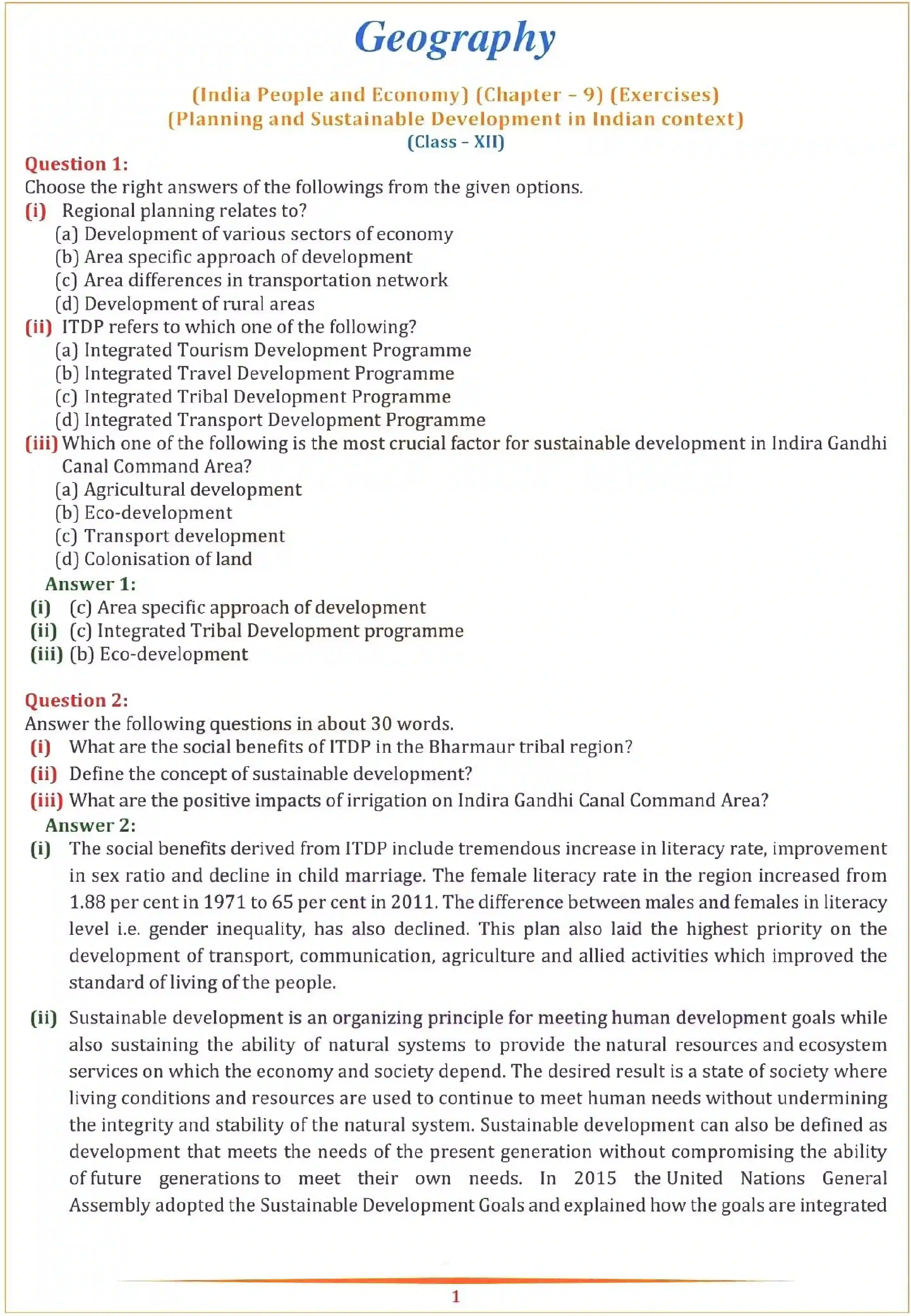 NCERT-Solution-Class-12-Geography-Chapter-9-Planning-and--Sustainable-Development-in-Indian-Context-2325-page-1