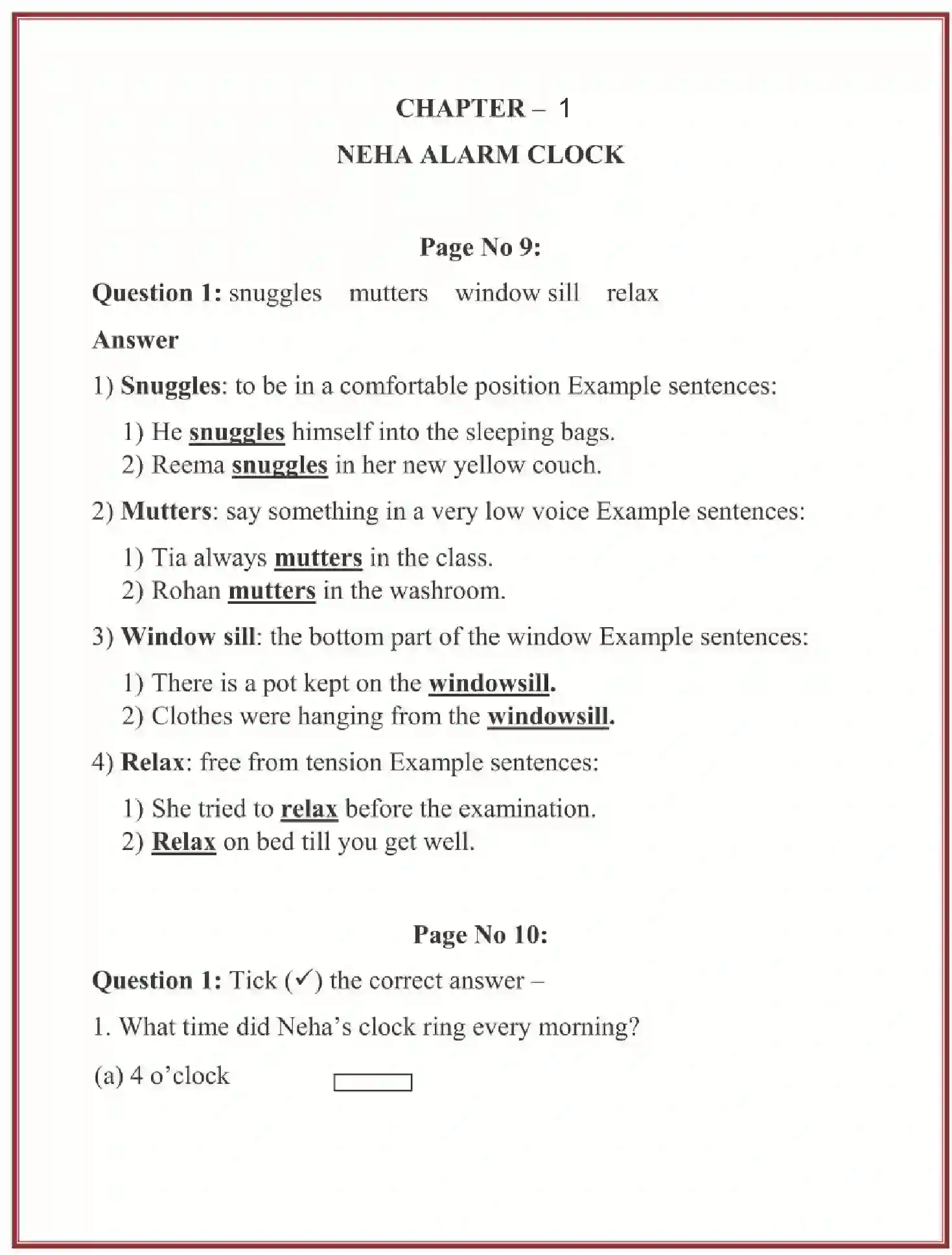 NCERT-Solution-Class-4-Marigold-Chapter-1-Neha-Alarm-Clock-1893-page-1