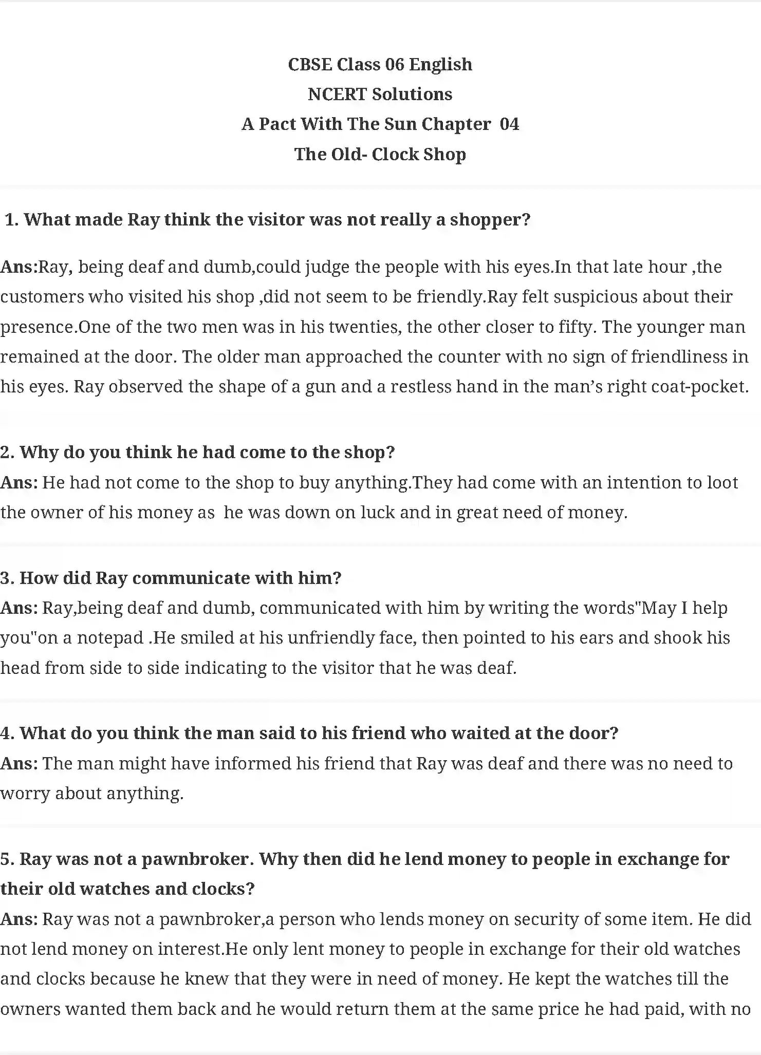 NCERT-Solution-Class-6-A-Pact-With-The-Sun-The-Old-Clock-Shop-5356-page-1