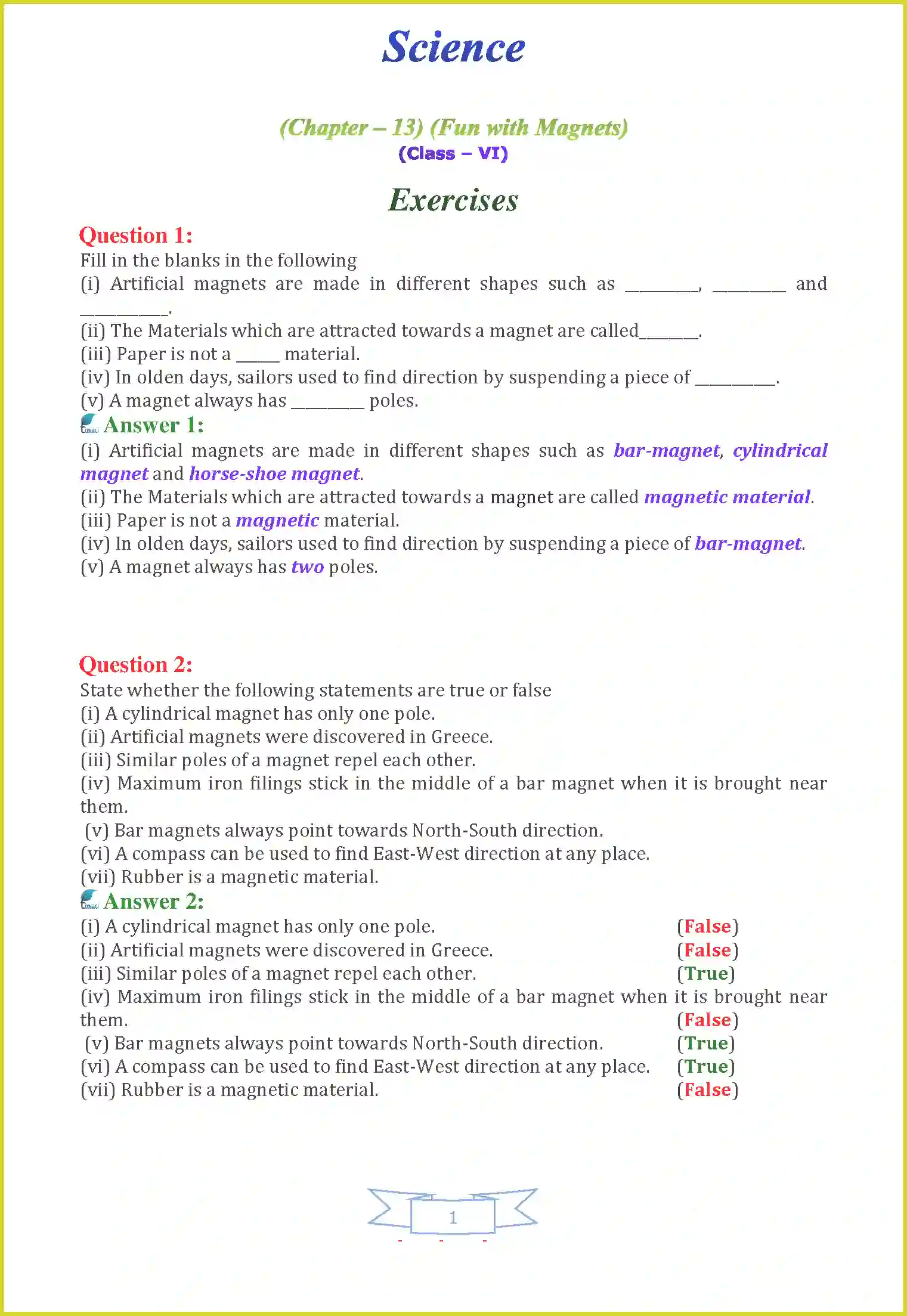NCERT-Solution-Class-6-Science-Chapter-13-Fun-with-Magnets-3817-page-1