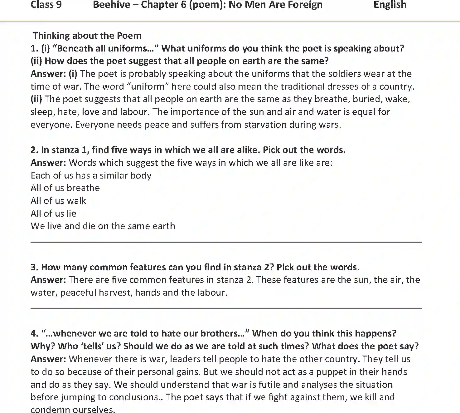NCERT-Solution-Class-9-English-Beehive-No-Men-Are-Foreign-Poem-1138-page-1