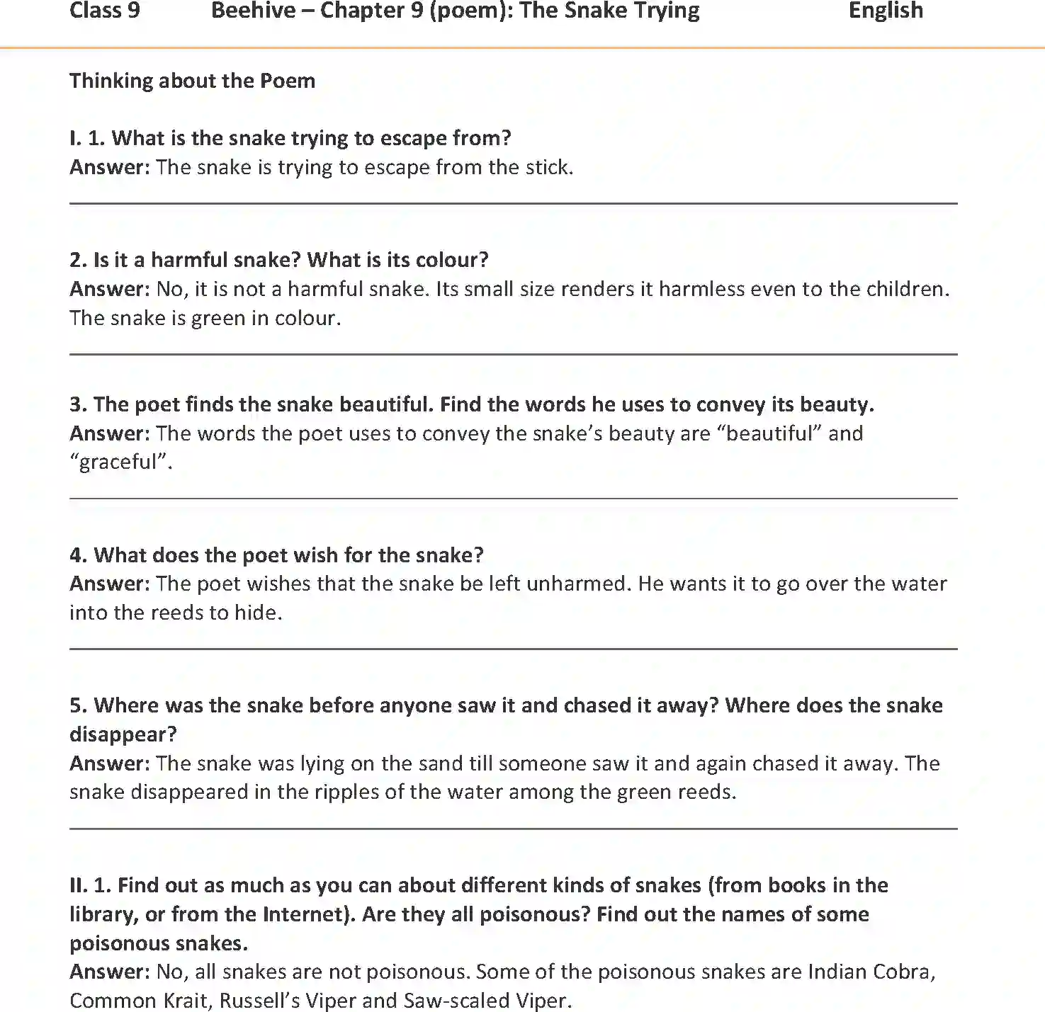 NCERT-Solution-Class-9-English-Beehive-The-Snake-Trying-Poem-3315-page-1