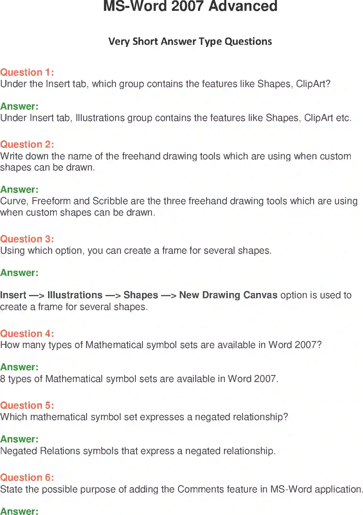 NCERT-Solution-Class-9-Foundation-of-Information-Technology-MSWord-2007-Advanced-3378-page-1